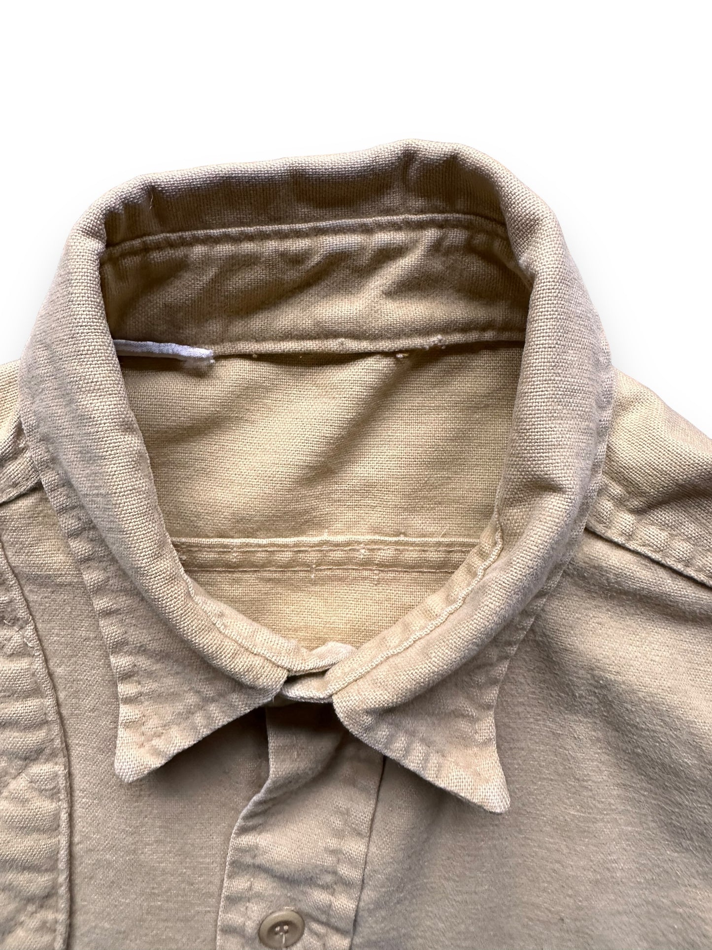 Collar View of Vintage Chamois Shooting Shirt SZ L |  Barn Owl Vintage Goods | Vintage Workwear Seattle