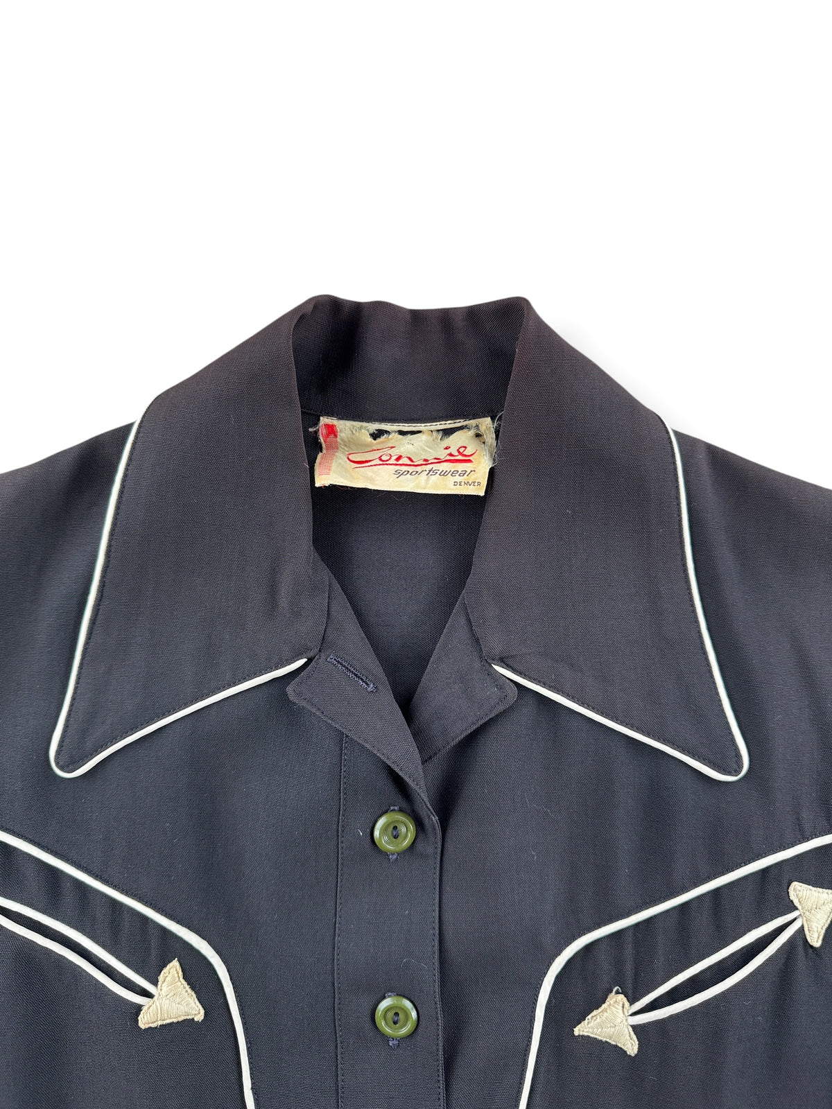 Collar on Vintage Connie Sportswear Wool Gabardine Western Top SZ M