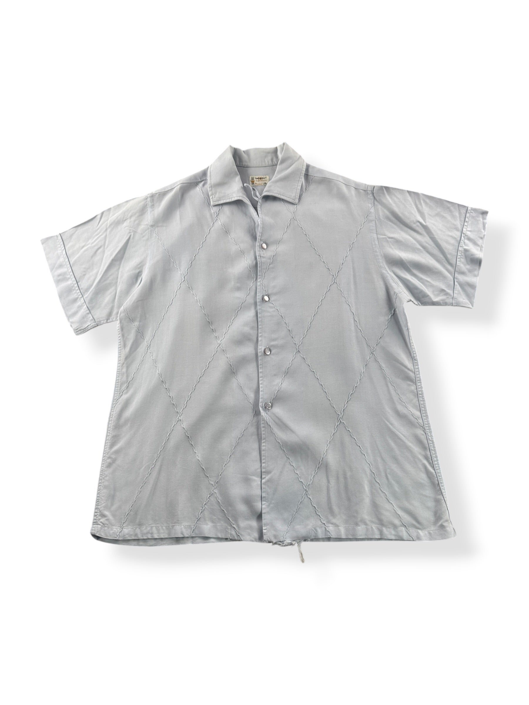 Front of Vintage 1960s Towncraft Rayon Blend Loop Collar Shirt SZ M