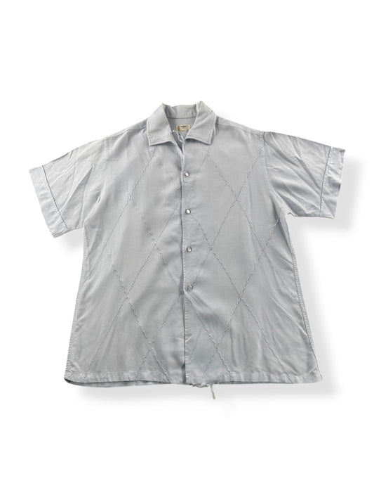 Front of Vintage 1960s Towncraft Rayon Blend Loop Collar Shirt SZ M