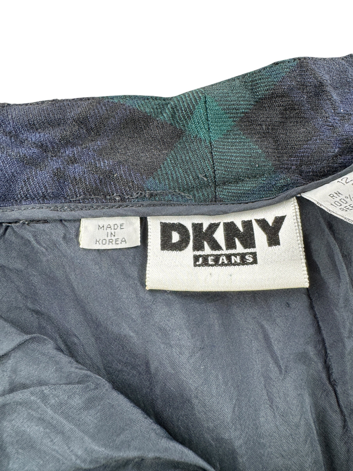 Tags on Vintage DKNY Wool Plaid Skirt W30
