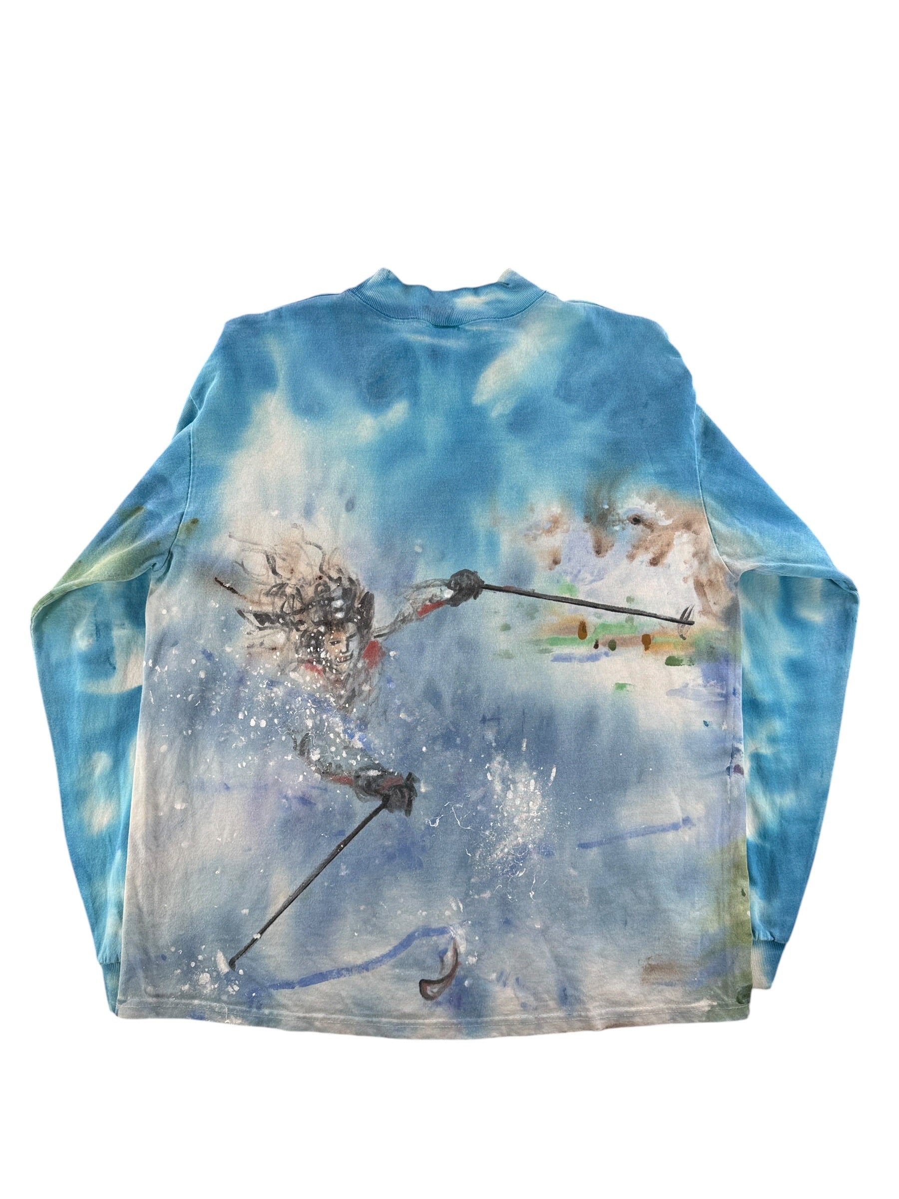 Back of Vintage Hand Painted Art Skier Tee SZ L