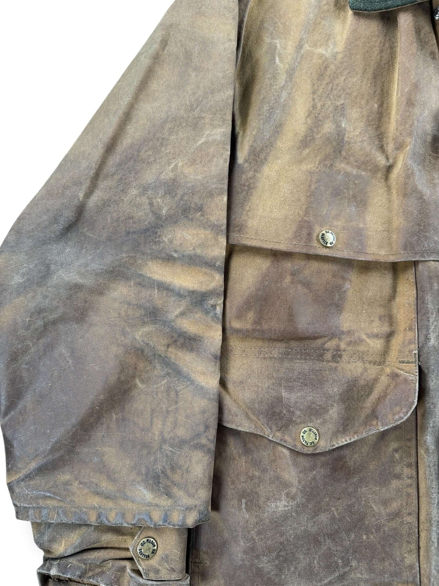 Sleeve on Vintage Filson Tin Cloth Packer Coat SZ 40 AS IS