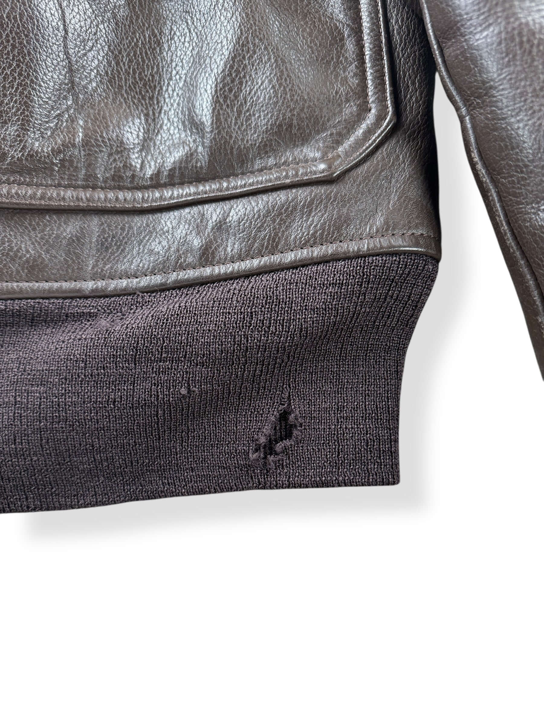 Hole on Waistband on Vintage 1976 USN G-1 Leather Jacket SZ 44