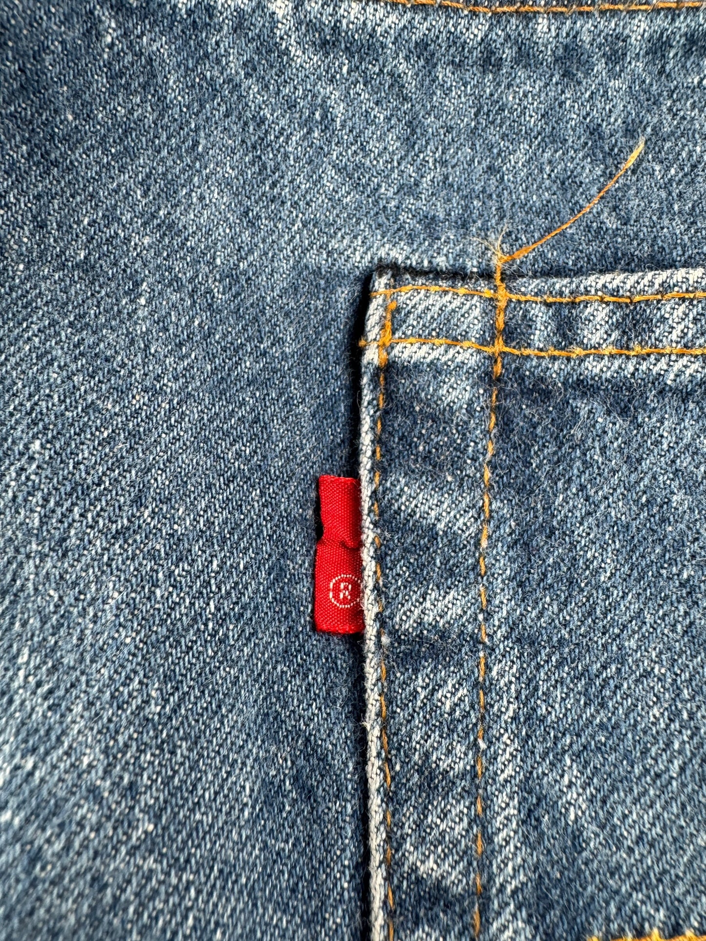 Label on Vintage Levis 501 Double Stitch Redlines Jeans W40