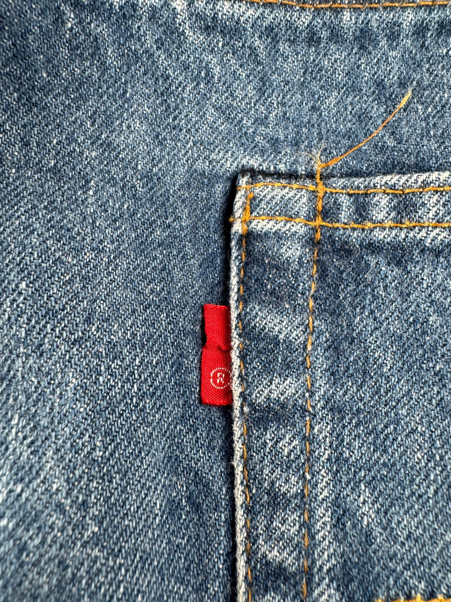 Label on Vintage Levis 501 Double Stitch Redlines Jeans W40