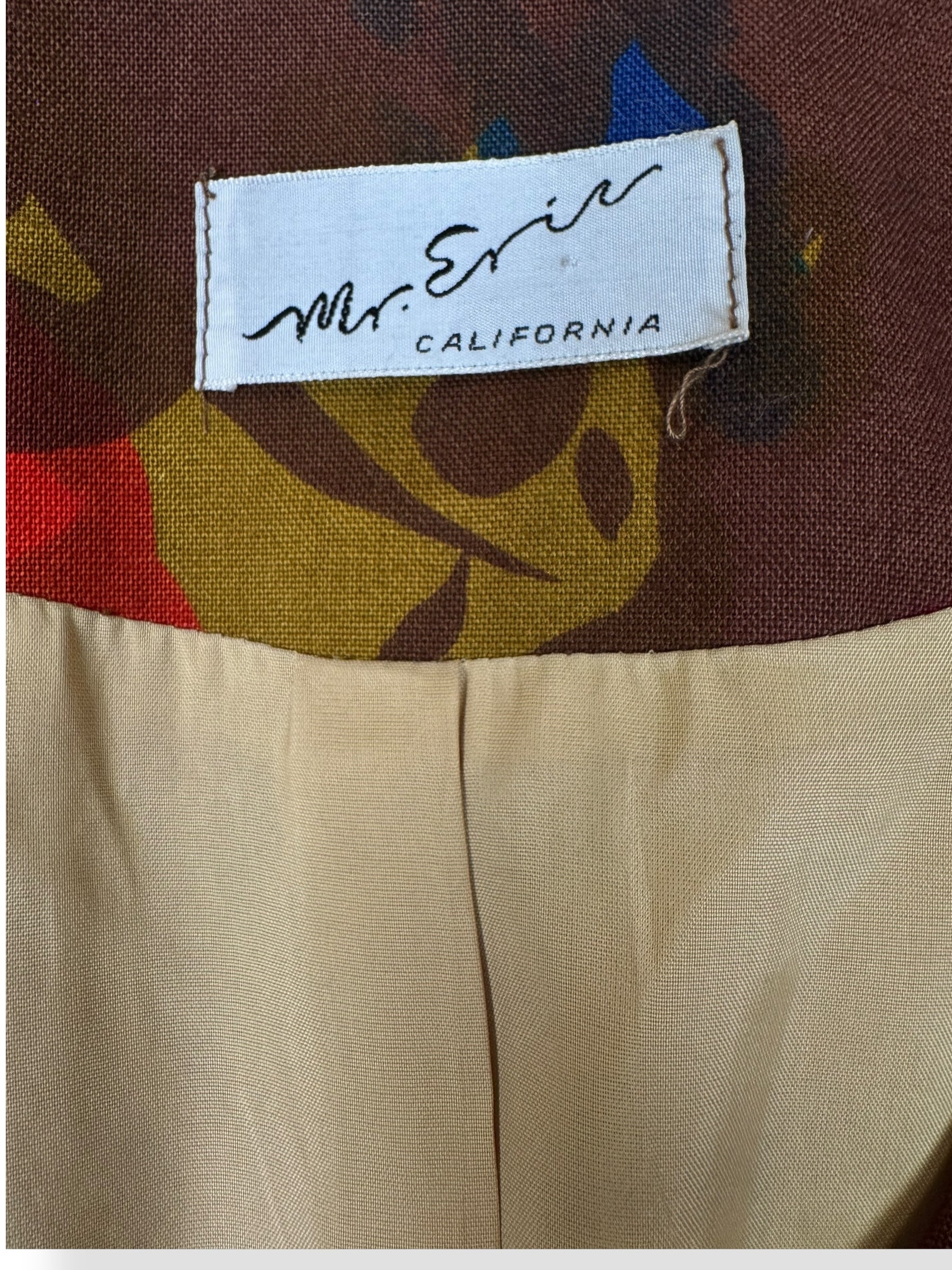 Tag view of 1960s Mr. Eric Colorful Dress Jacket M