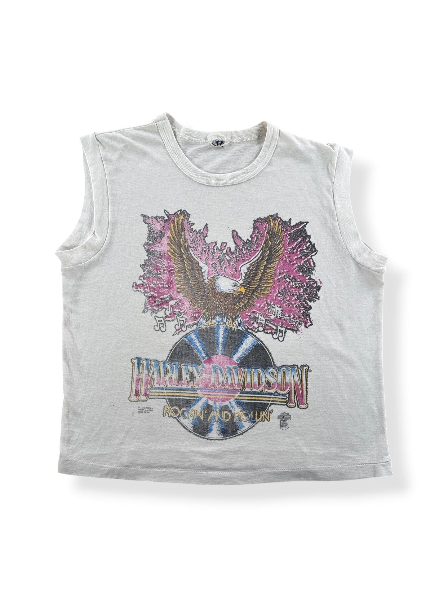 Front of Vintage Harley Davidson Rockin and Rollin Tank Top SZ M