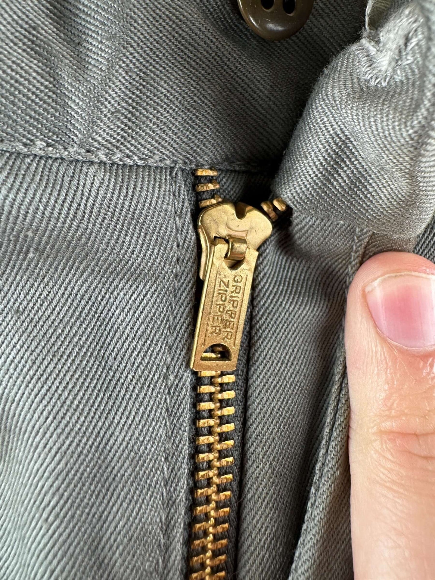 Zipper on Vintage 50s Lee Chetopa Twill Grey Slacks W29