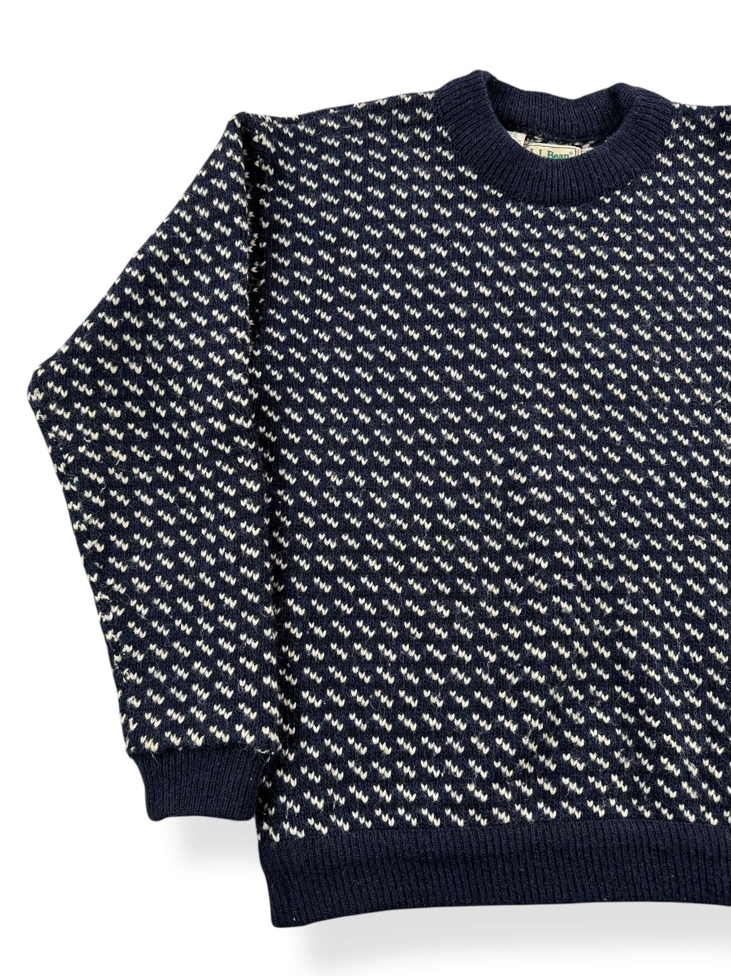 Front Right View of Vintage L.L. Bean Norwegian Birdseye Sweater SZ M