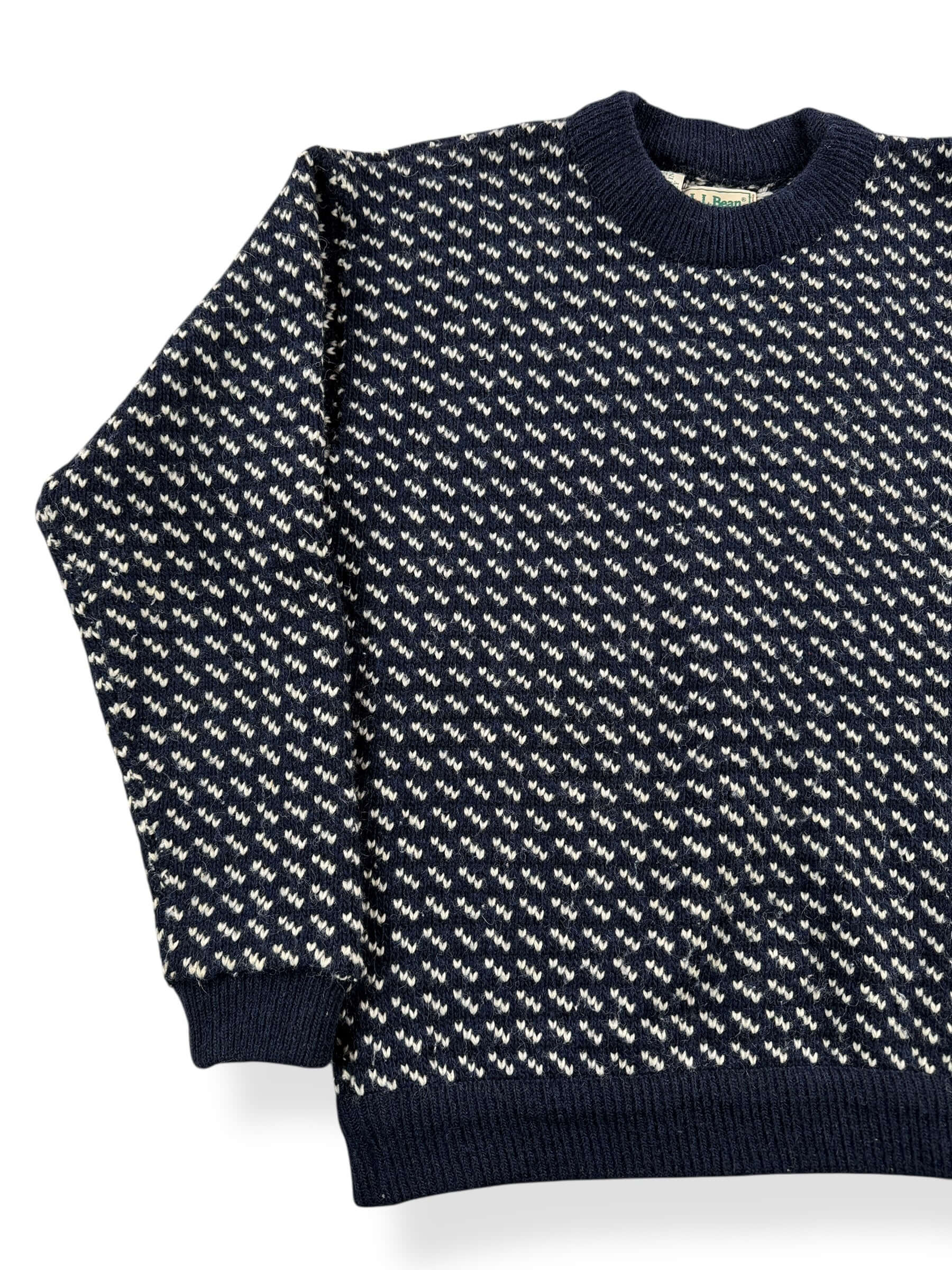 Front Right View of Vintage L.L. Bean Norwegian Birdseye Sweater SZ M