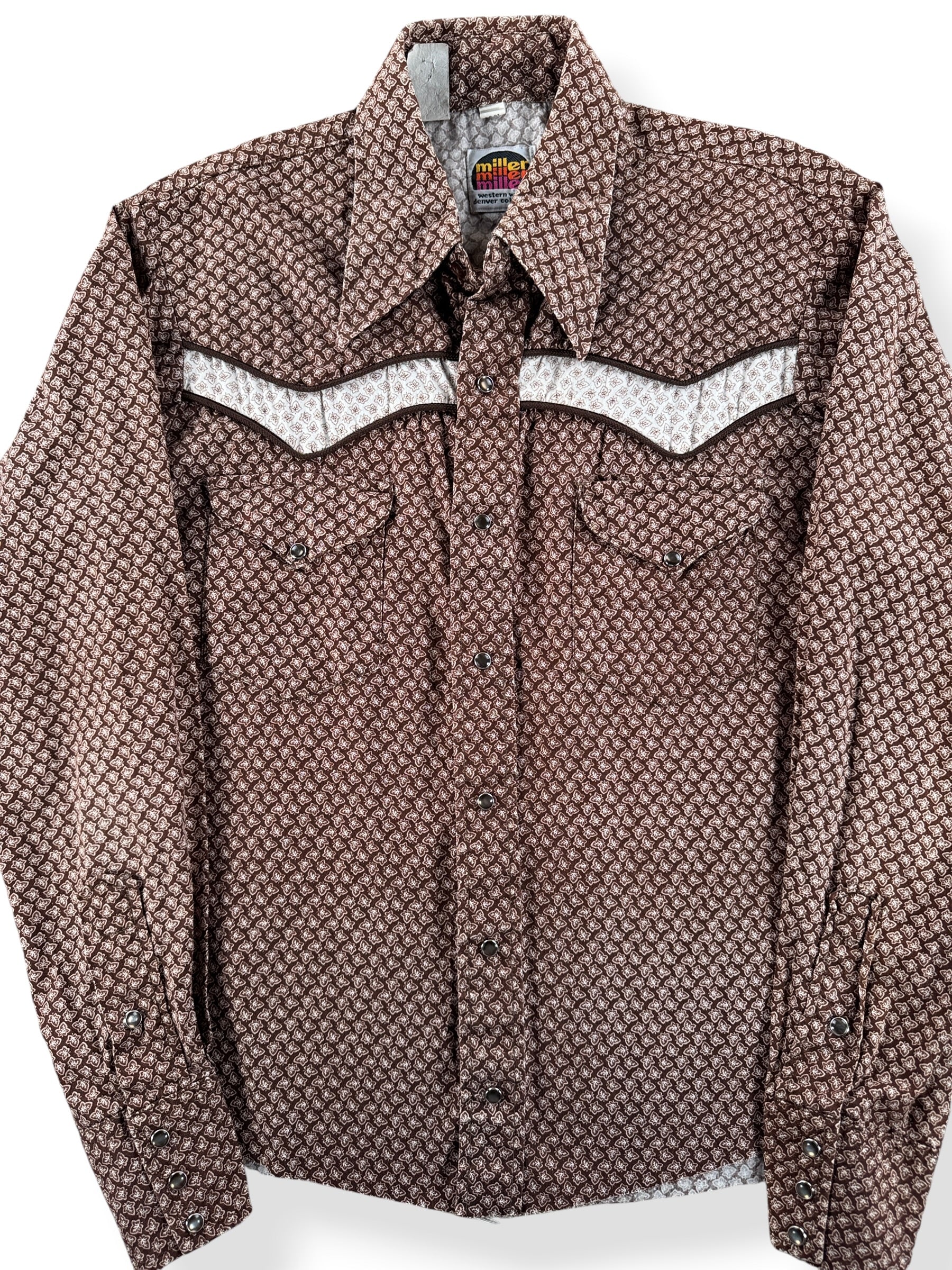 Front Close Up of Vintage Miller Leaves Pearlsnap SZ 16-34 (Fits M)