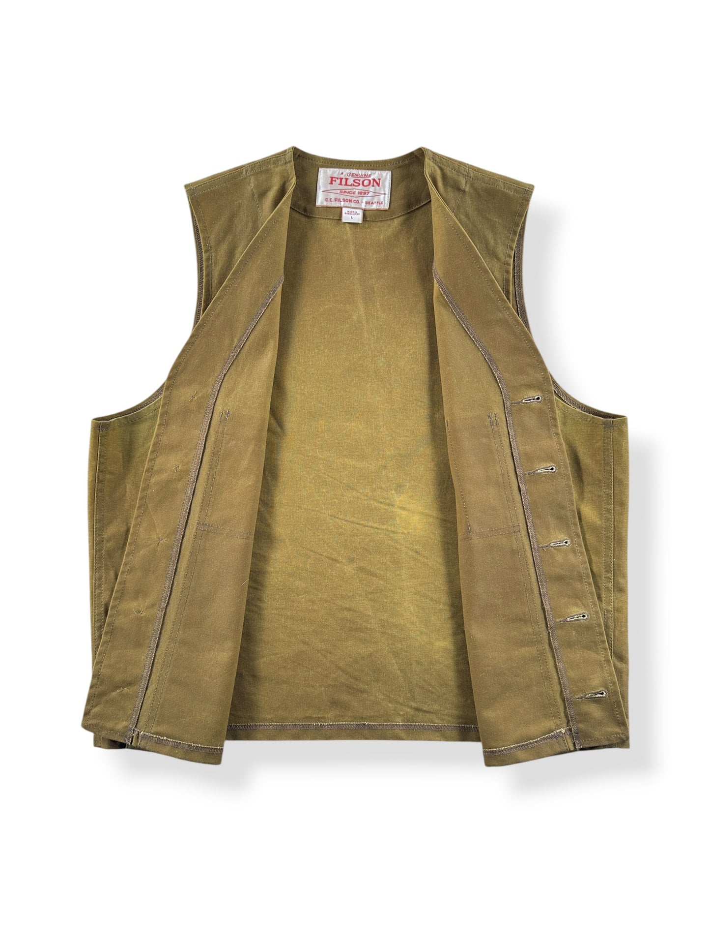 Inside of Filson Tin Cloth Vest SZ L