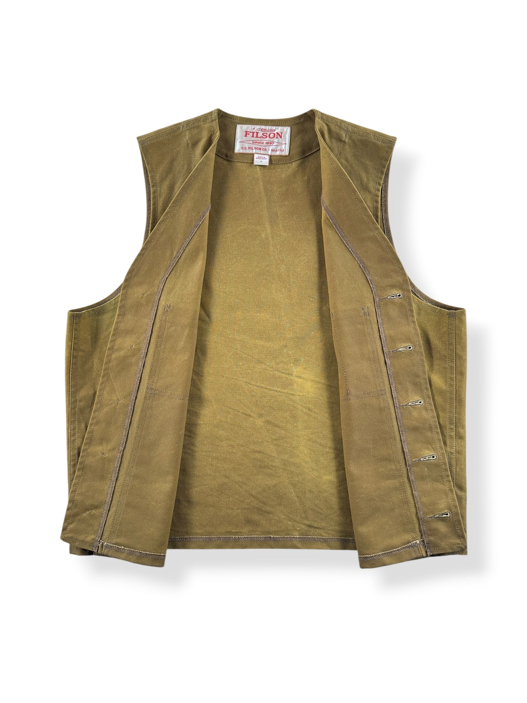 Inside of Filson Tin Cloth Vest SZ L