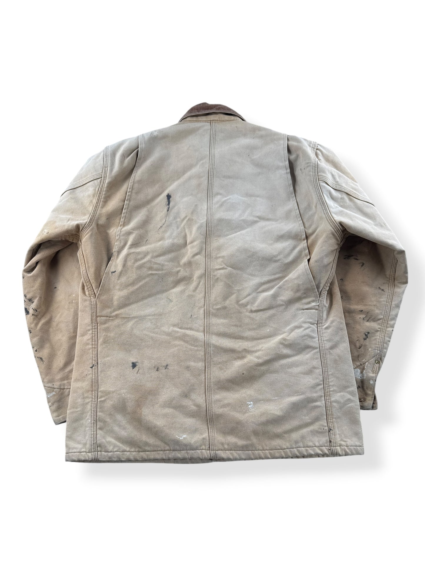 Back of Vintage Carhartt Paint Splattered Chore Coat SZ XL
