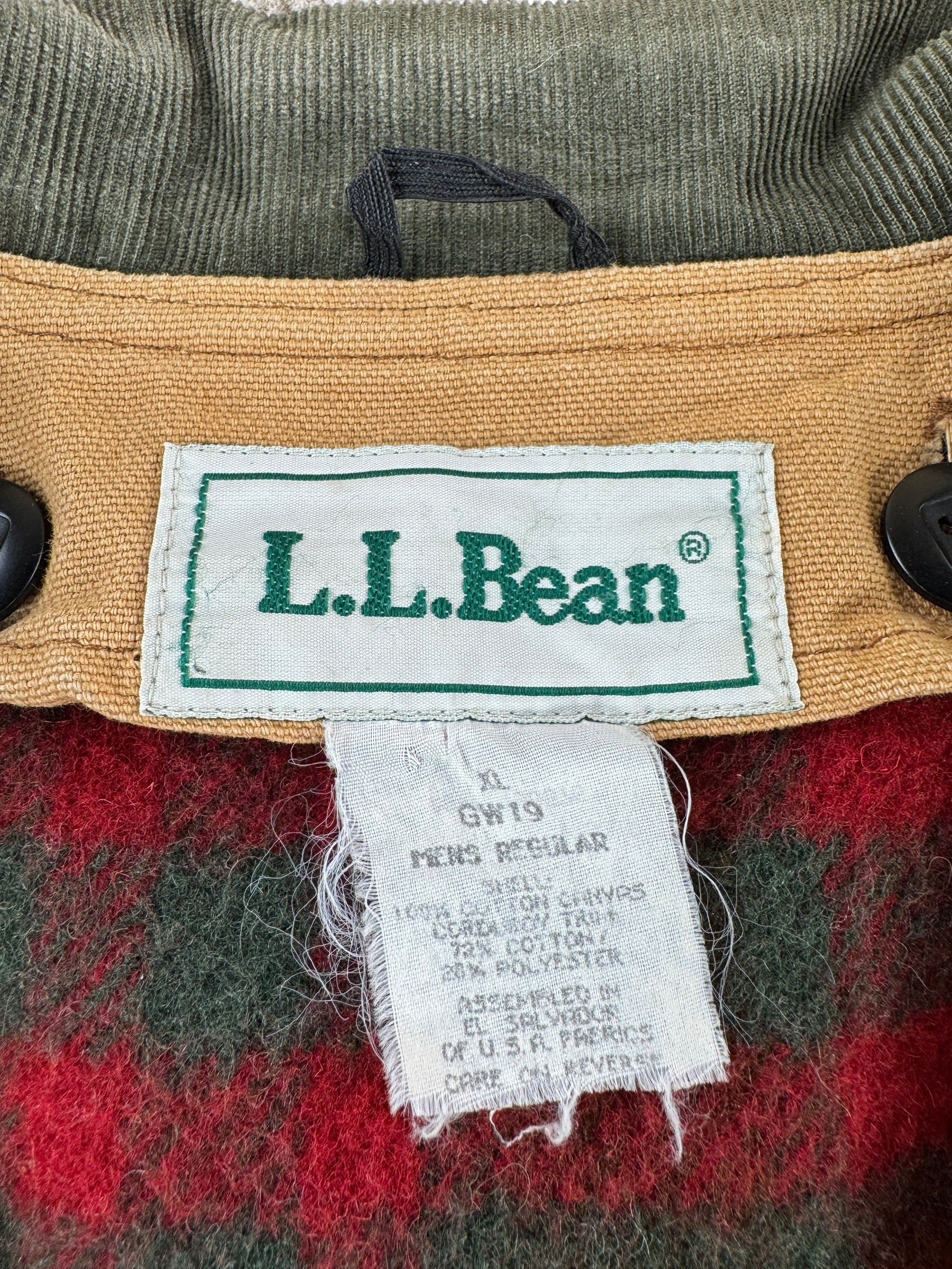 Label on Vintage LL Bean Barn Coat w/ Wool Liner SZ XL