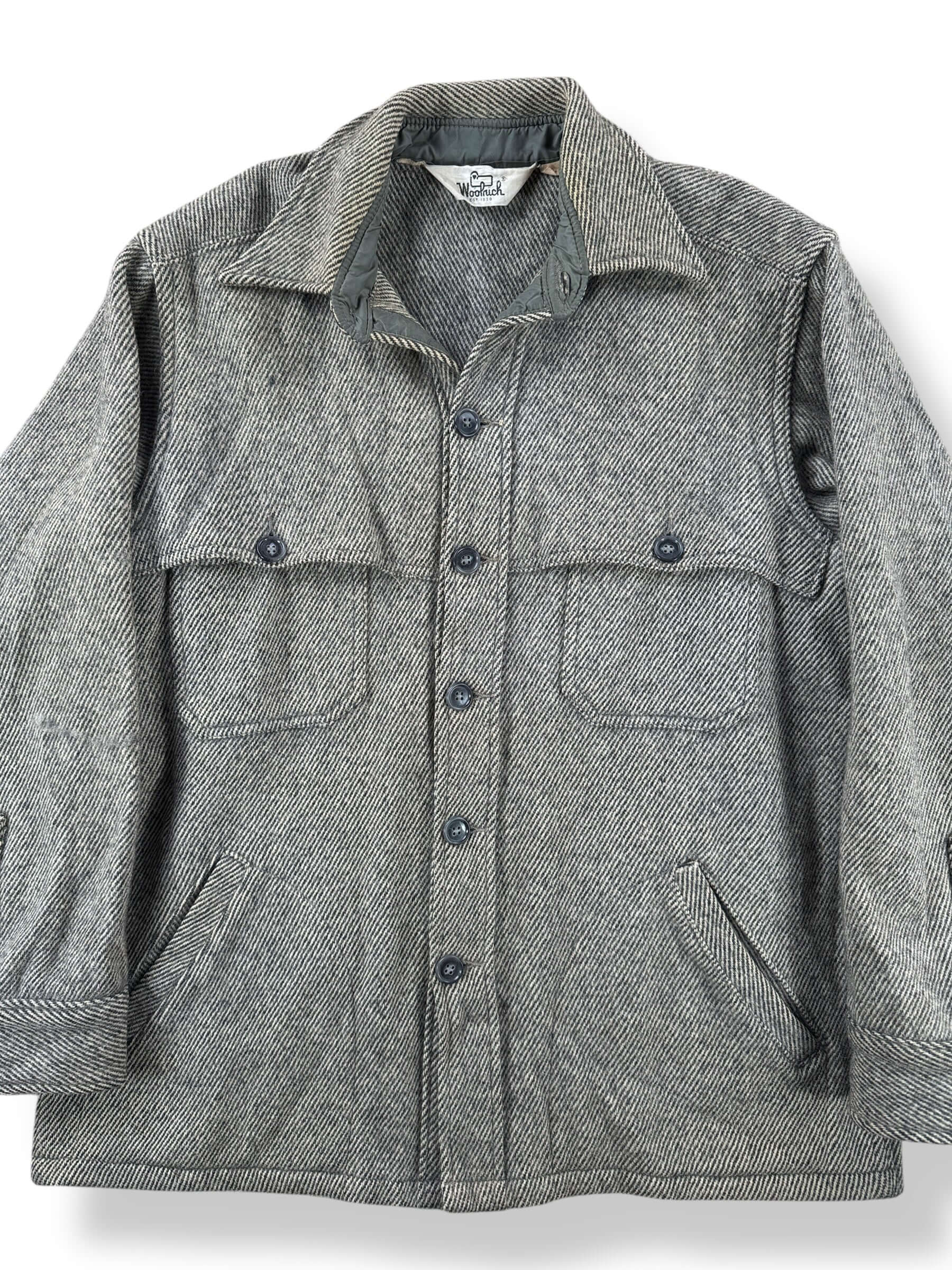 Front Close Up of Vintage Woolrich Halibut Jacket SZ L