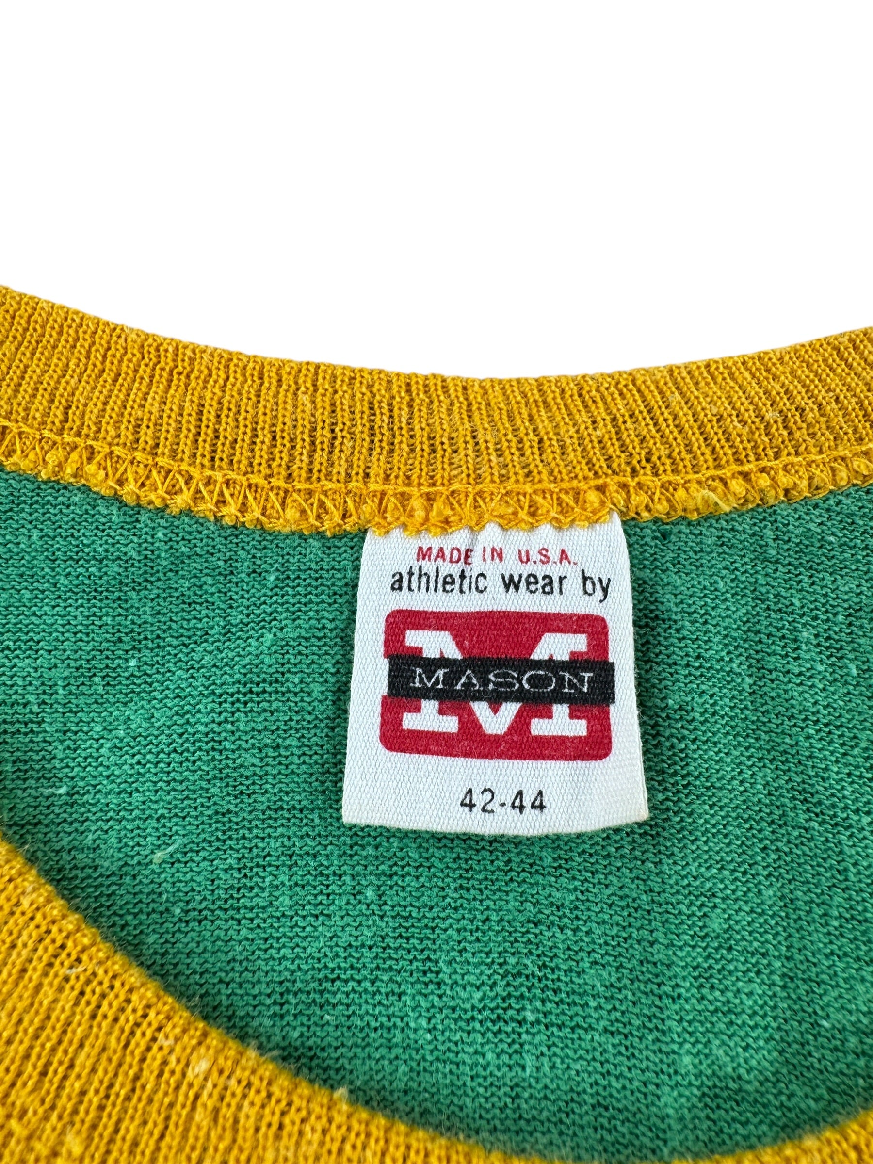 Tag on Vintage 50s Green Durene Jersey SZ L