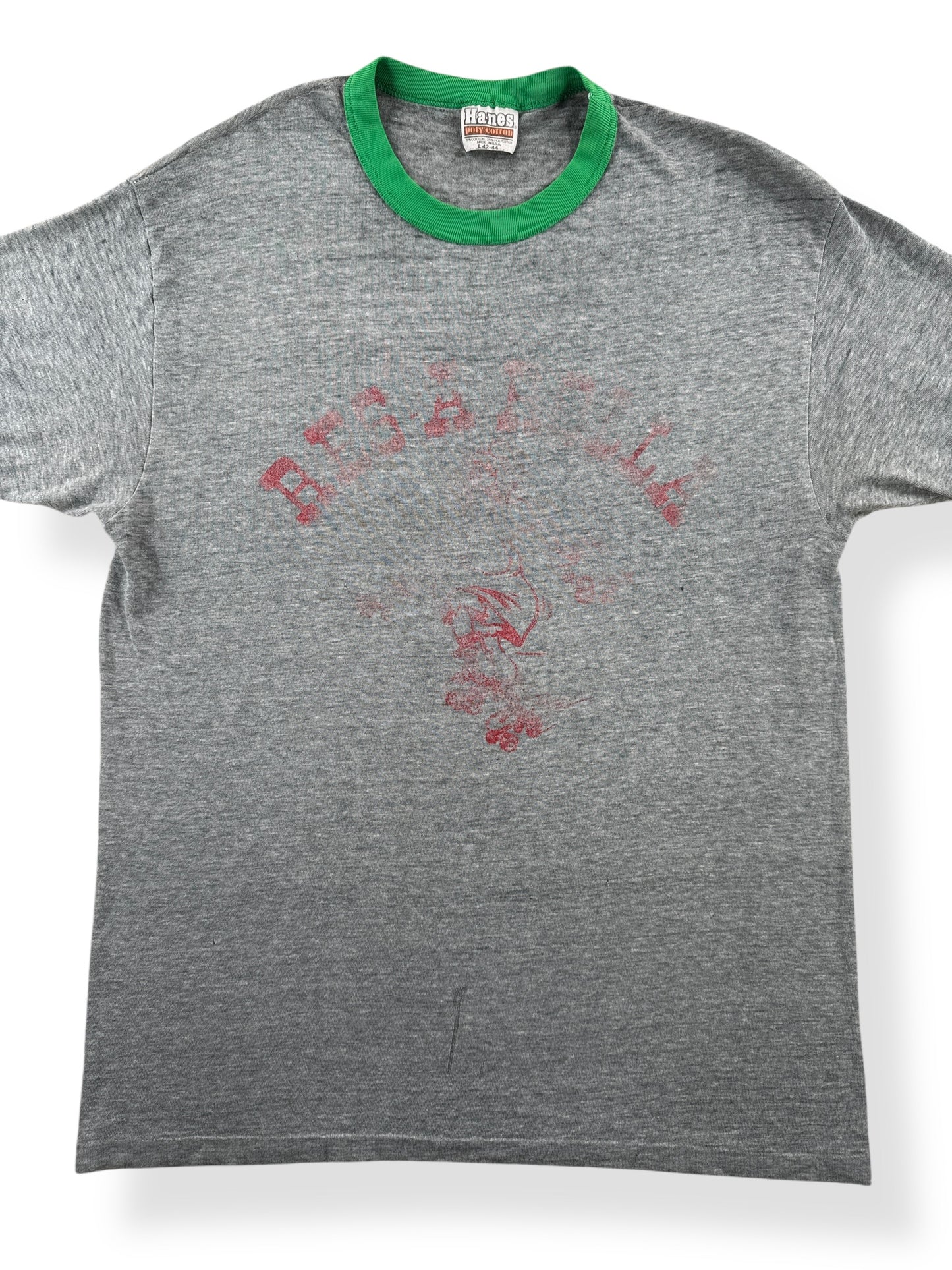 Front Close Up of Vintage Paper Thin Res-A-Rolla Ringer Tee SZ L (Fits M)