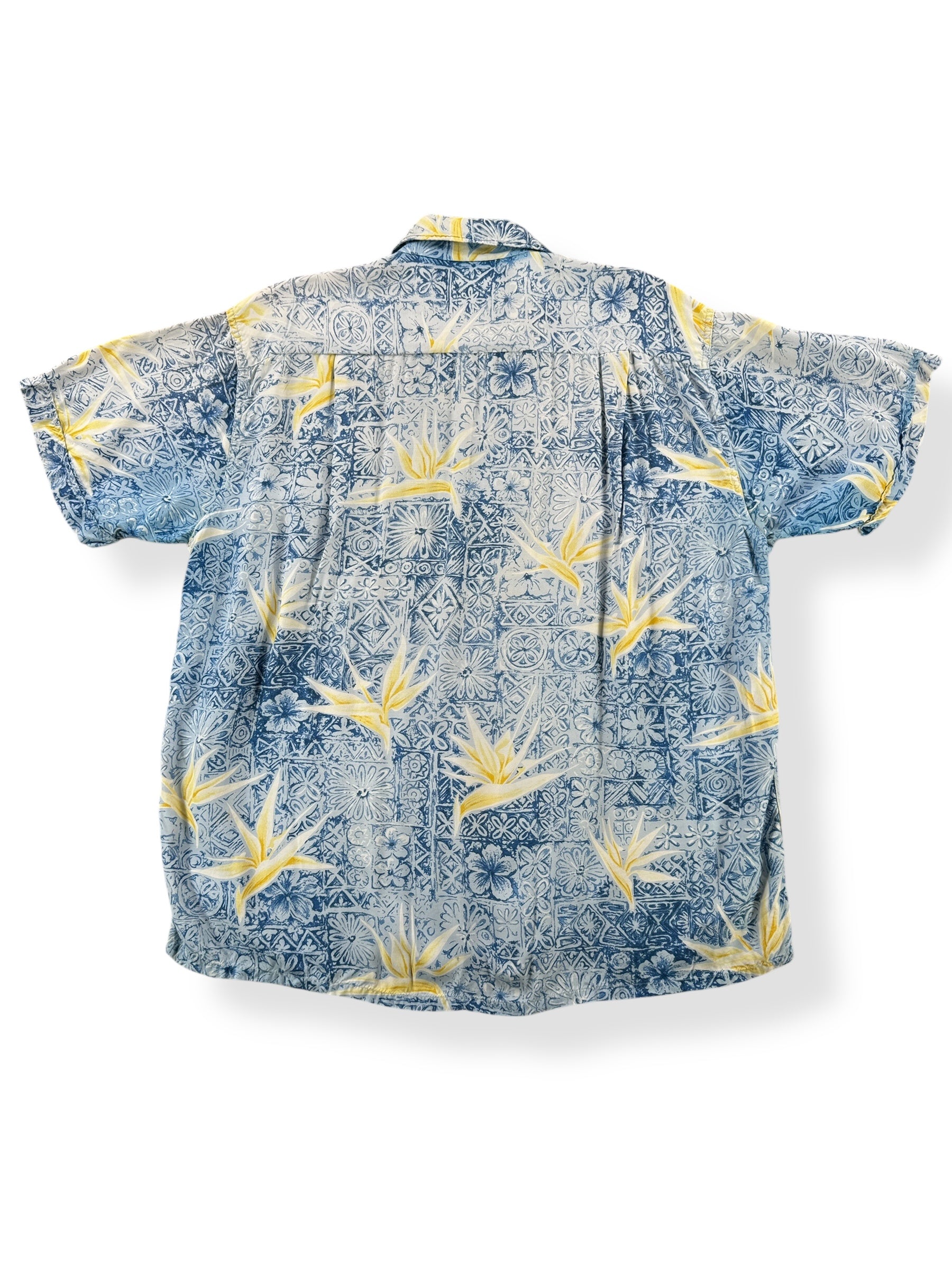 Back of Vintage Repaired Penney's Rayon Aloha Shirt SZ L