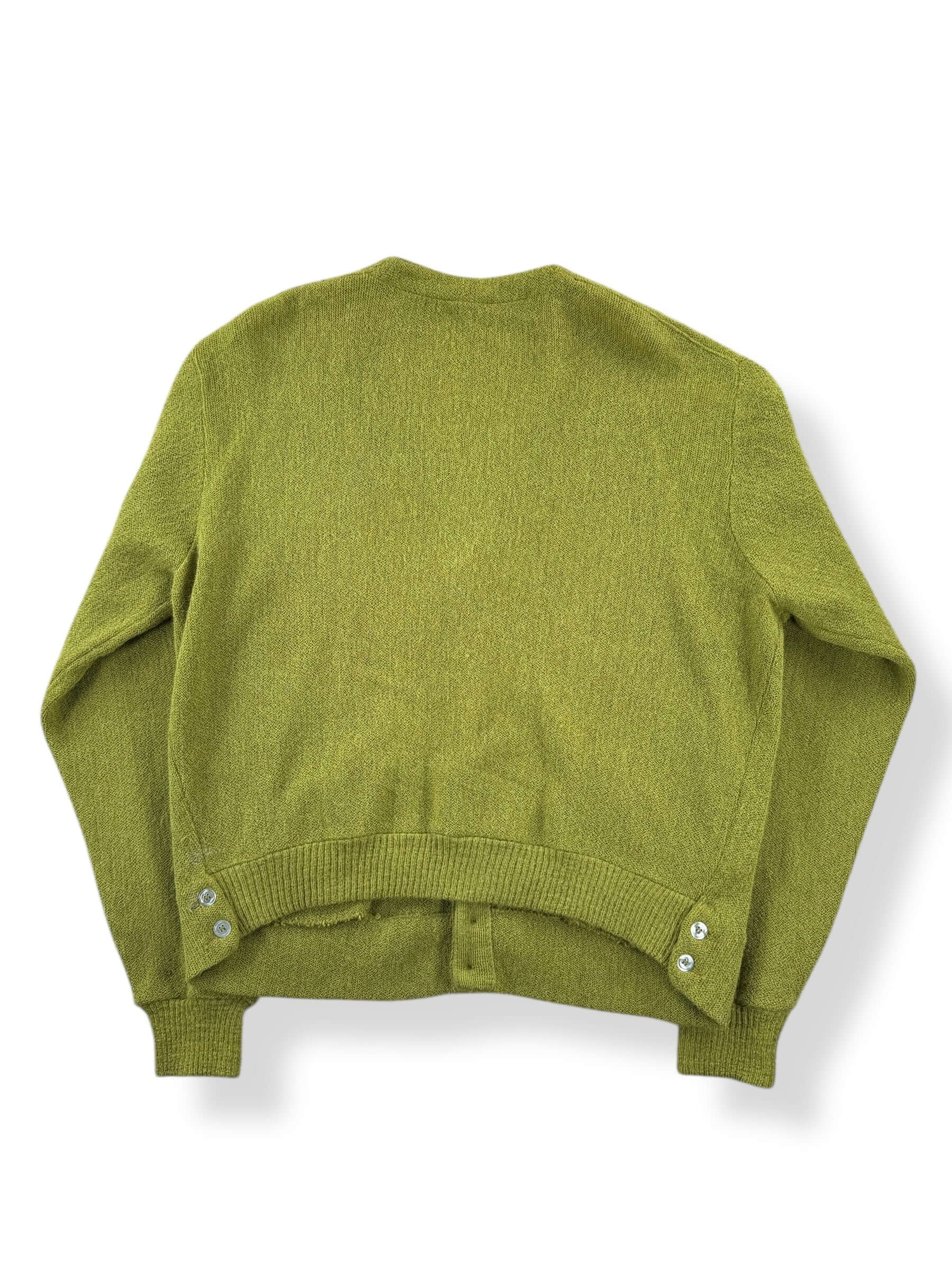 Back of Vintage Lion Brand Chartreuse Green Alpaca Cardigan SZ L