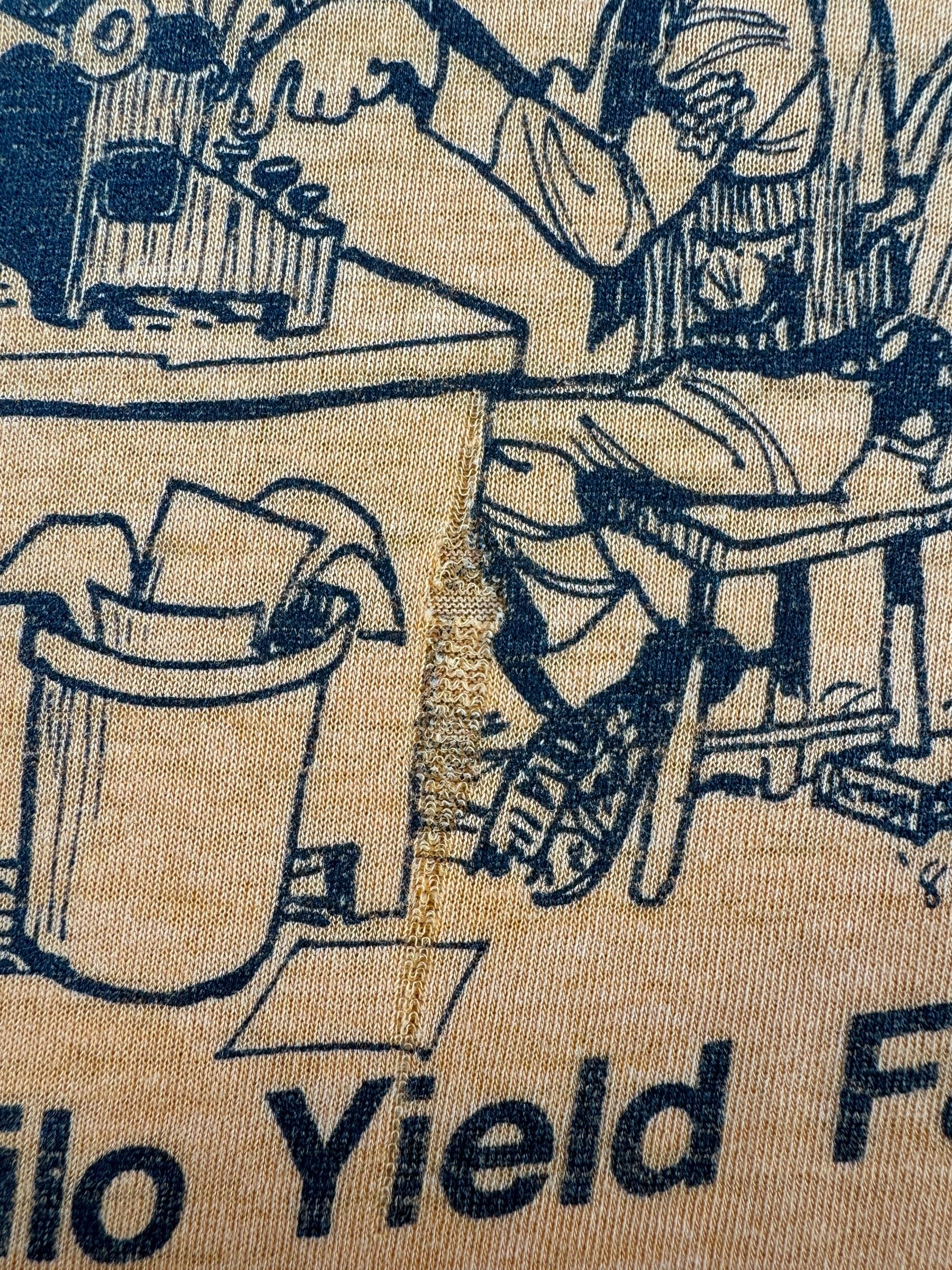 Hole on Front of Vintage Farming Newspaper Tee SZ S AS IS