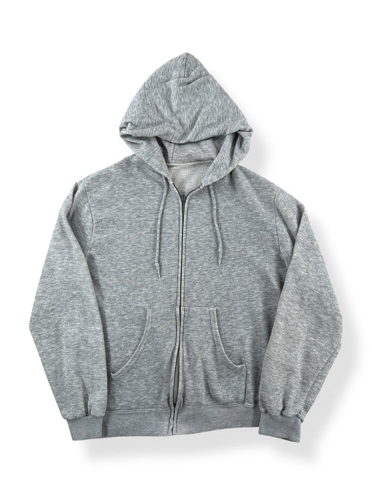 Front of Vintage Heather Grey Zip Up Hoodie SZ M