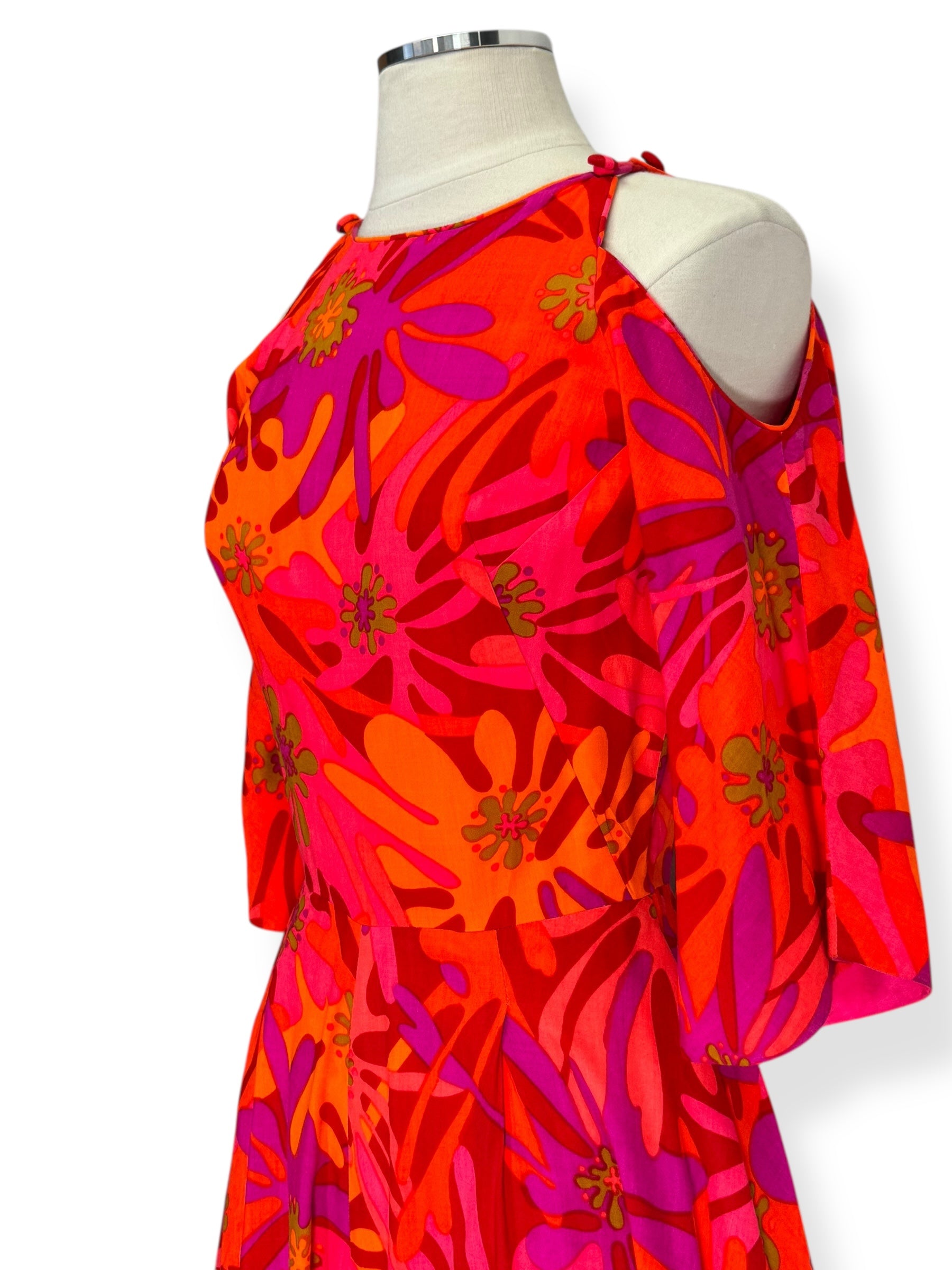 Side 1960s Waltah Clark's Aloha Palazzo Pantsuit S