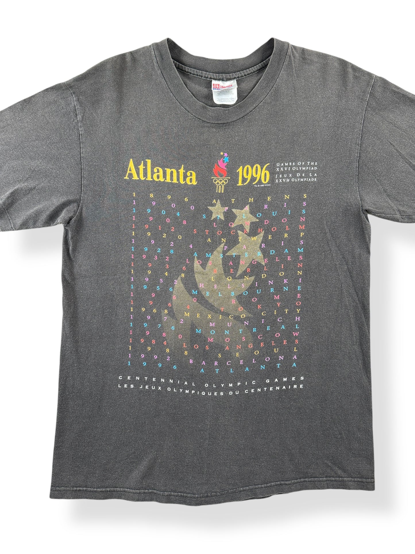 Front Close Up of Vintage 1996 Atlanta Olympics Tee SZ M