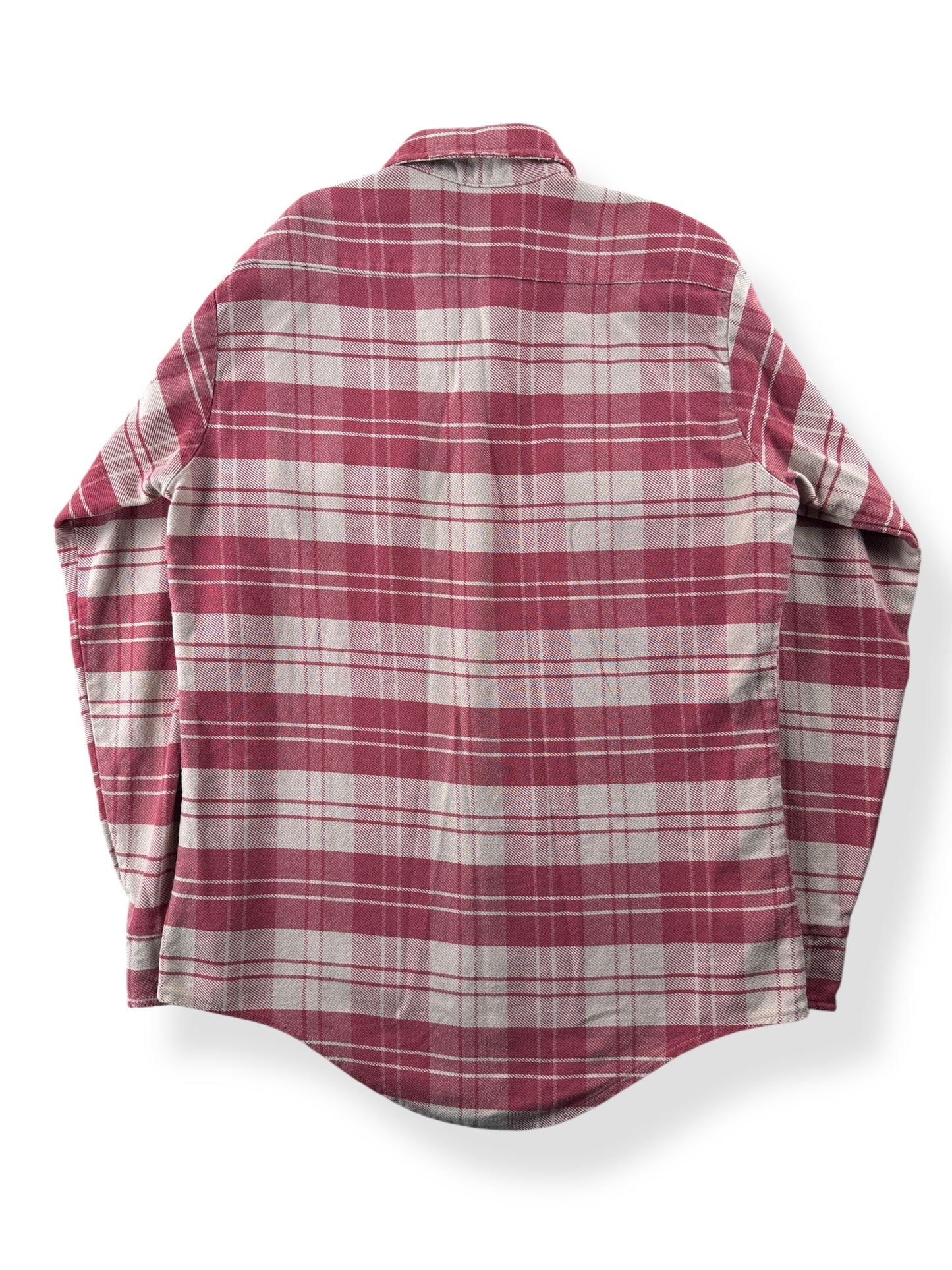 Back of Vintage Salmon Plaid Cotton Flannel SZ S