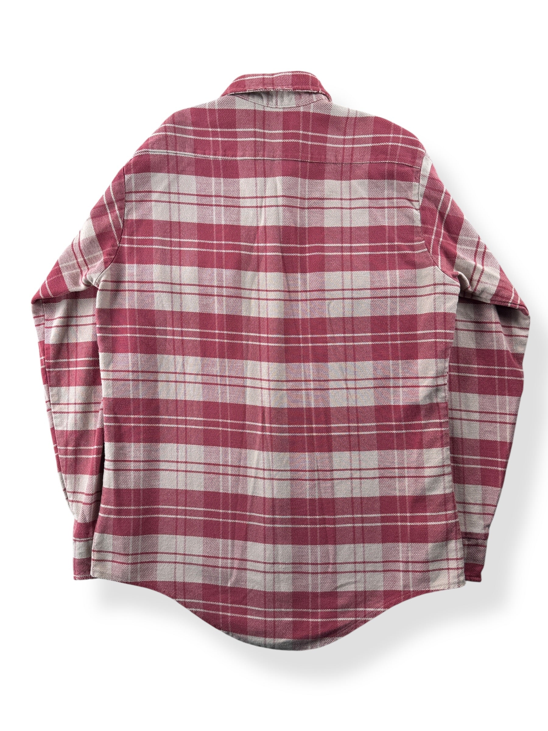 Back of Vintage Salmon Plaid Cotton Flannel SZ S