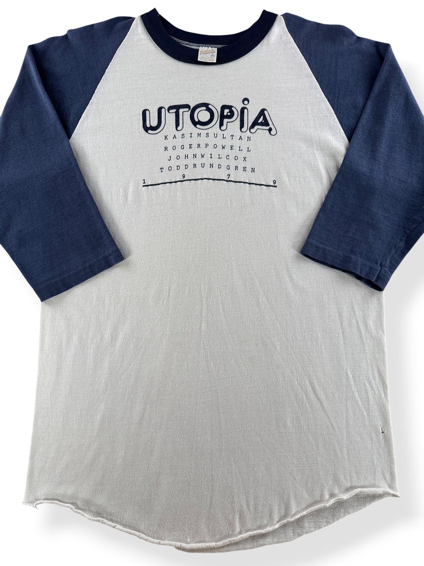 Close-Up of Vintage '79 Utopia Todd Rundgren Raglan Tee SZ L (Fits M)