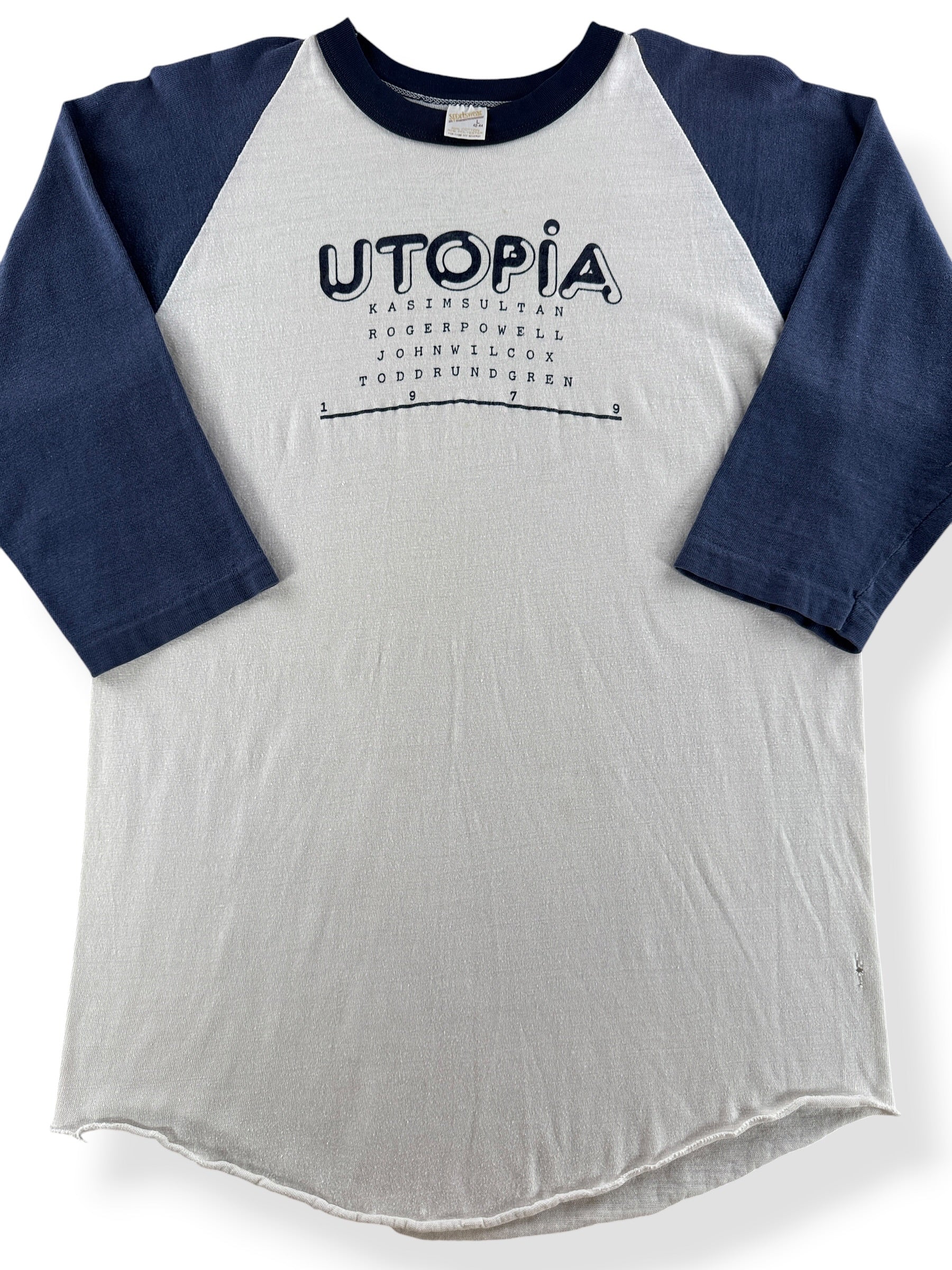 Close-Up of Vintage '79 Utopia Todd Rundgren Raglan Tee SZ L (Fits M)