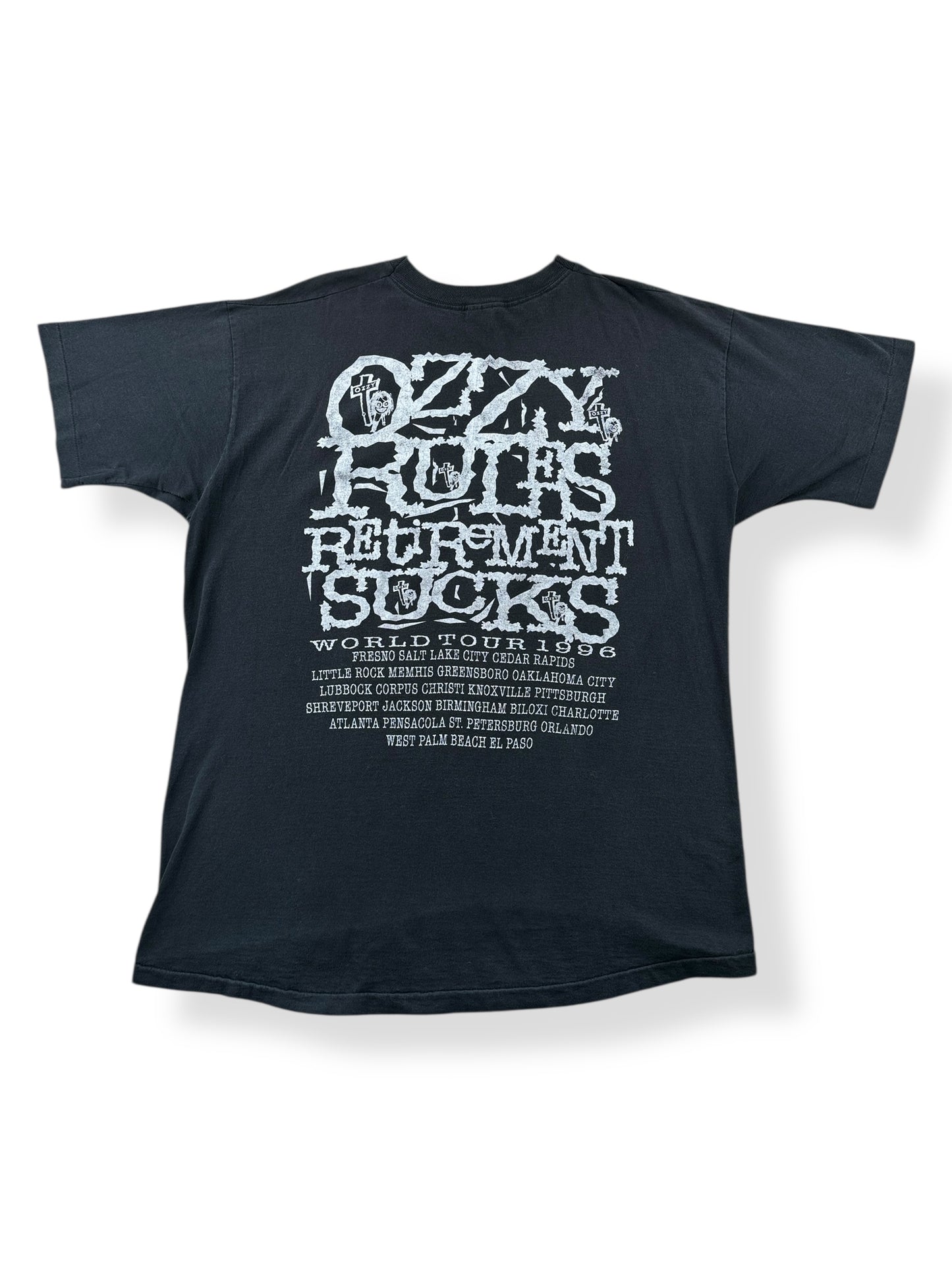 Back of Vintage Ozzy Retirement Sucks 1996 Tour Tee SZ XL