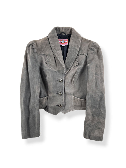 Front of Vintage Ms. Pioneer Western Suede Jacket SZ 6