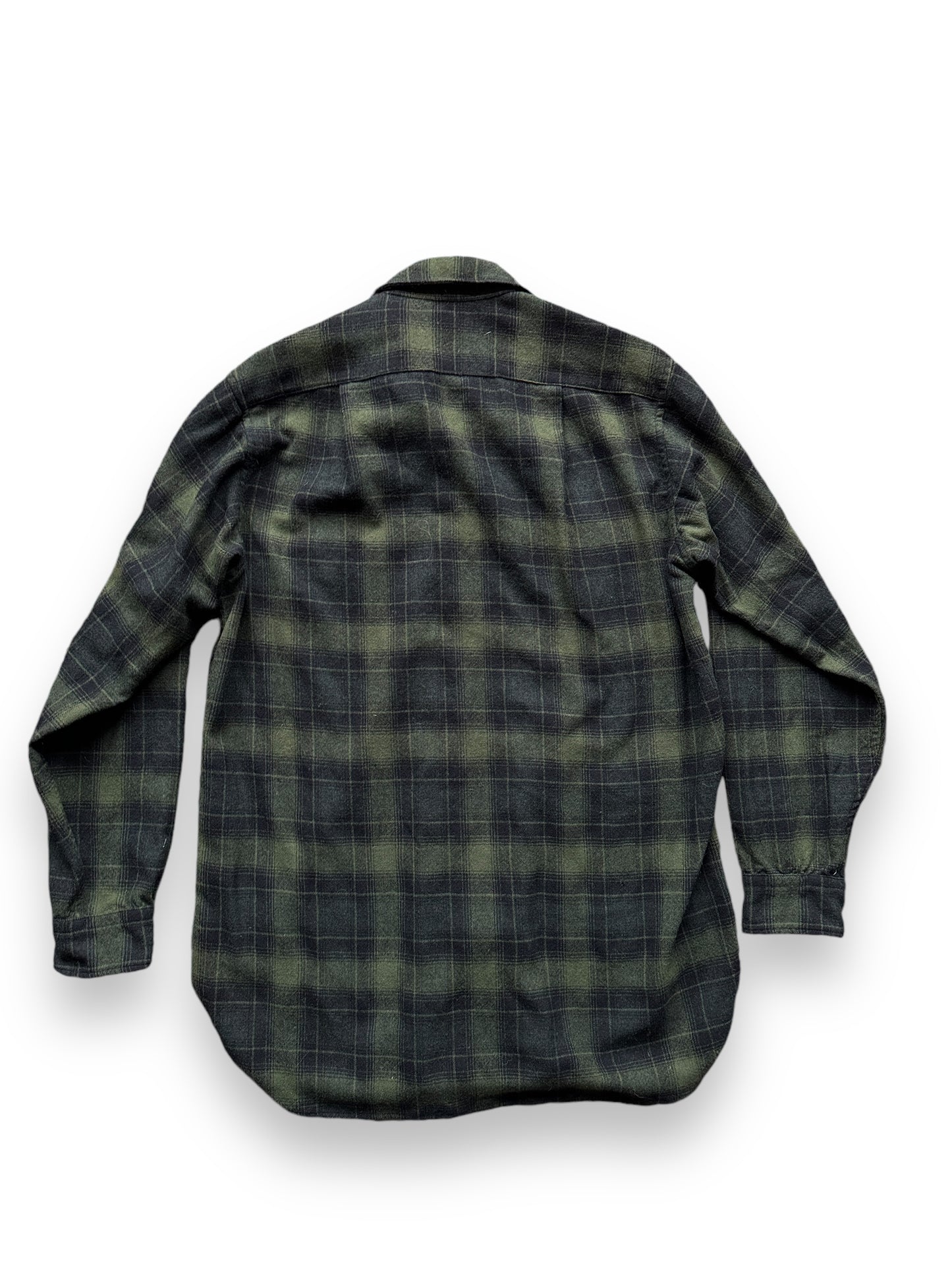 back of Vintage Pendleton Black/Green Wool Flannel SZ M