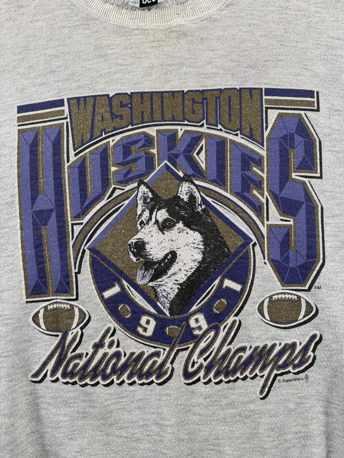 Graphic of Vintage Huskies Glitter Sweatshirt SZ XL