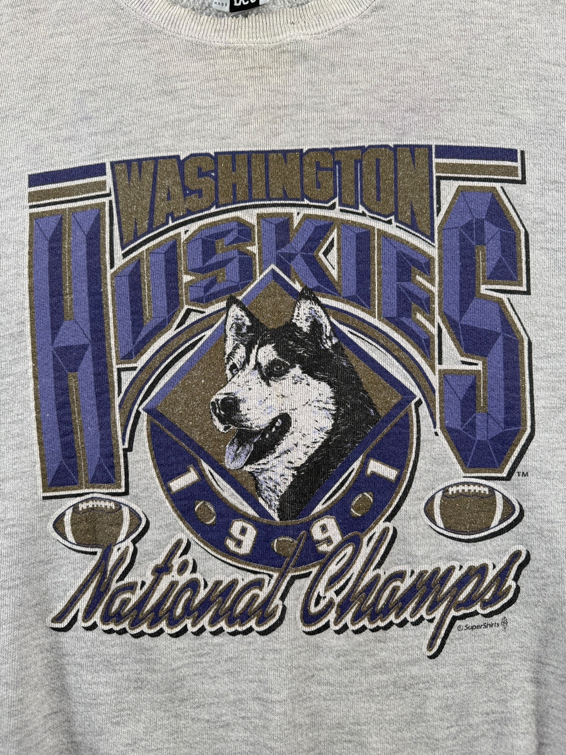 Graphic of Vintage Huskies Glitter Sweatshirt SZ XL