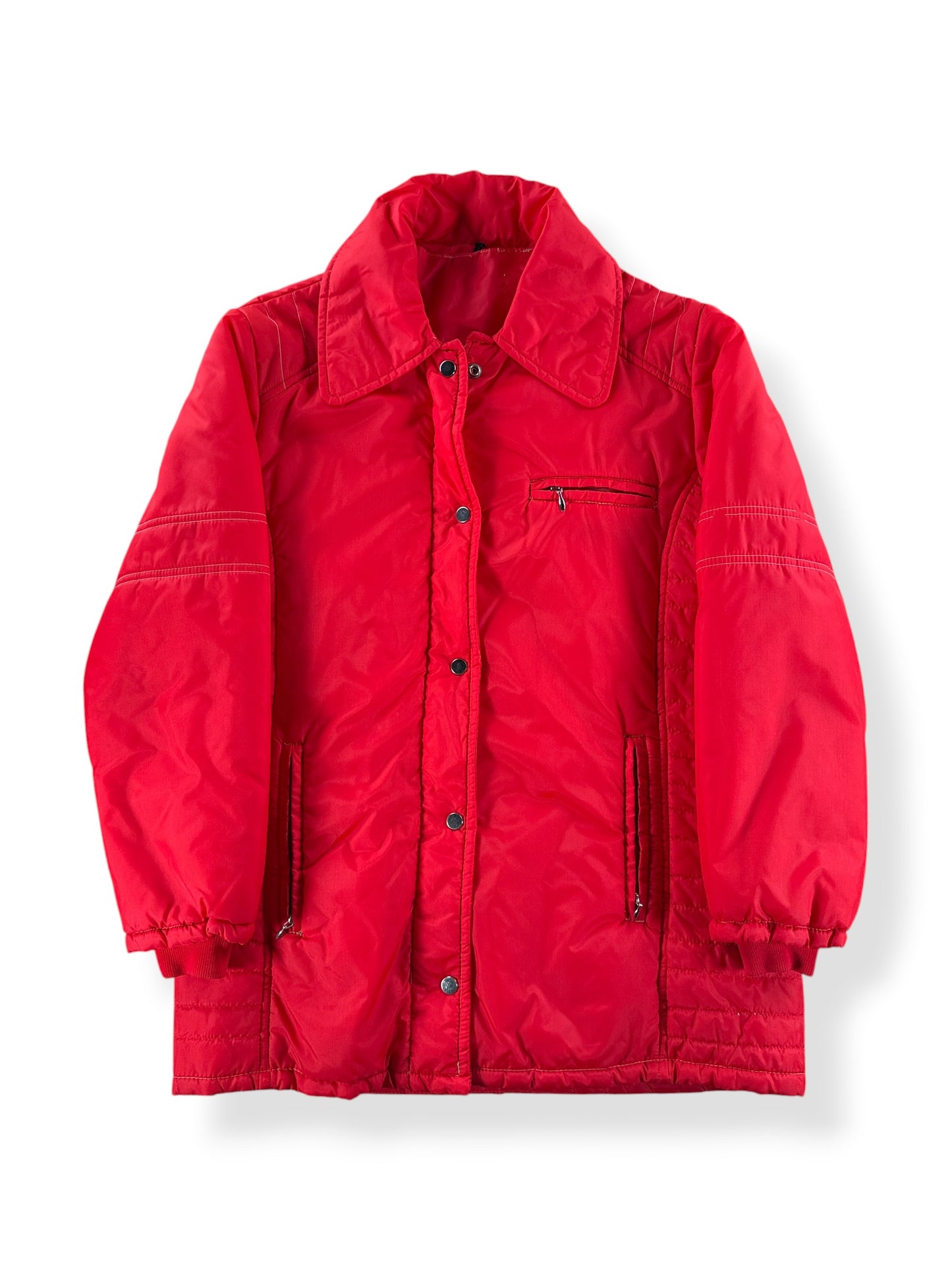 Front of Vintage 70s Red Puffy Coat SZ M
