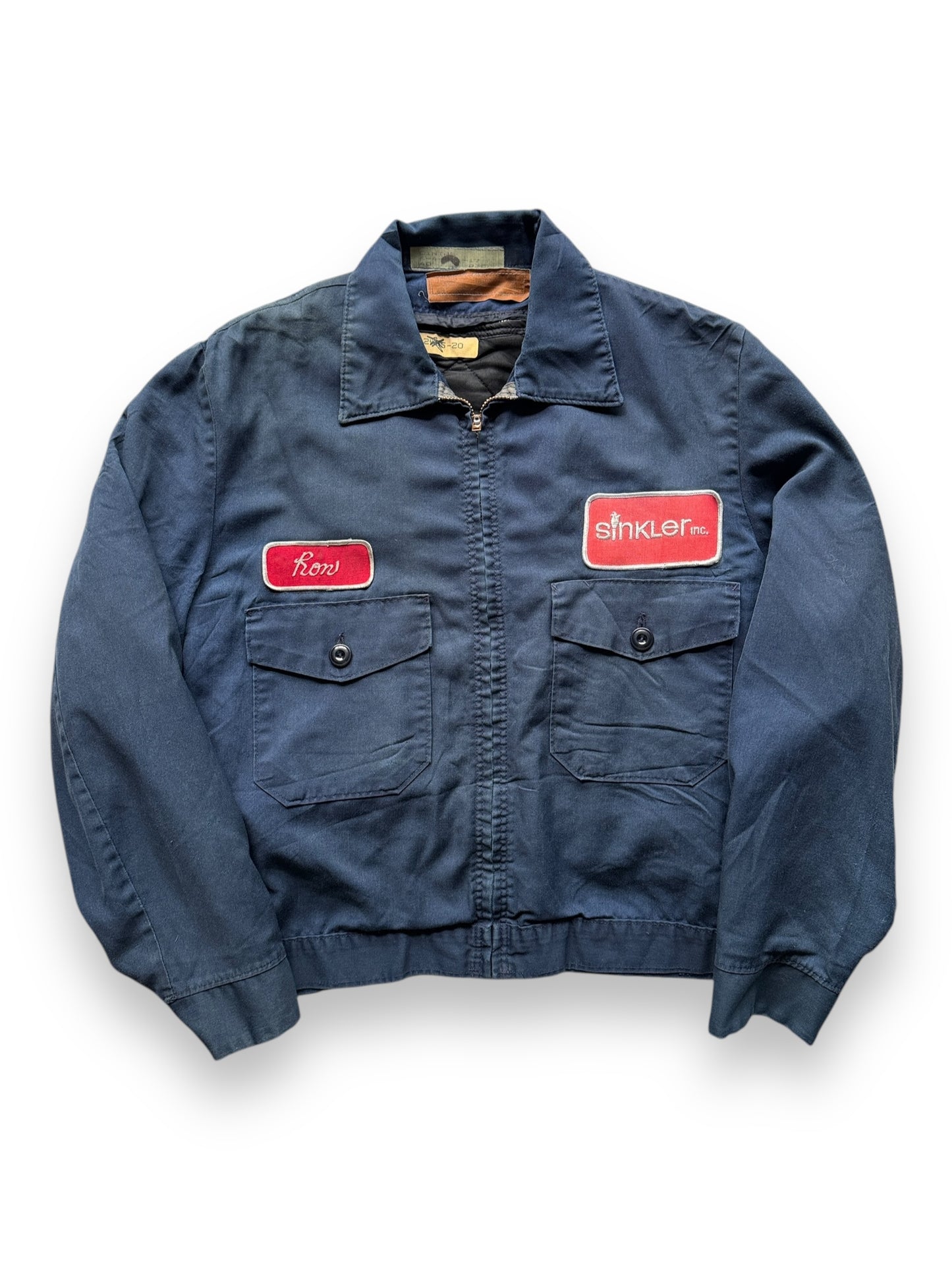 front of Vintage "Ron" Quilted Lined Gas Station Jacket SZ 40R