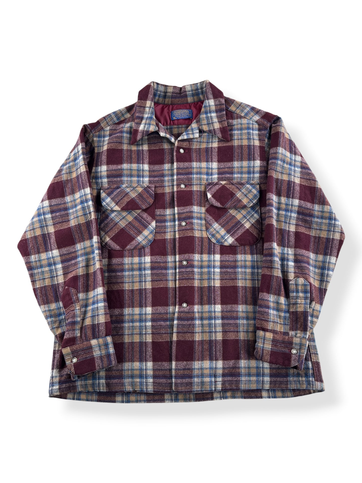 Front of Vintage Pendleton Burgundy Board Shirt SZ L