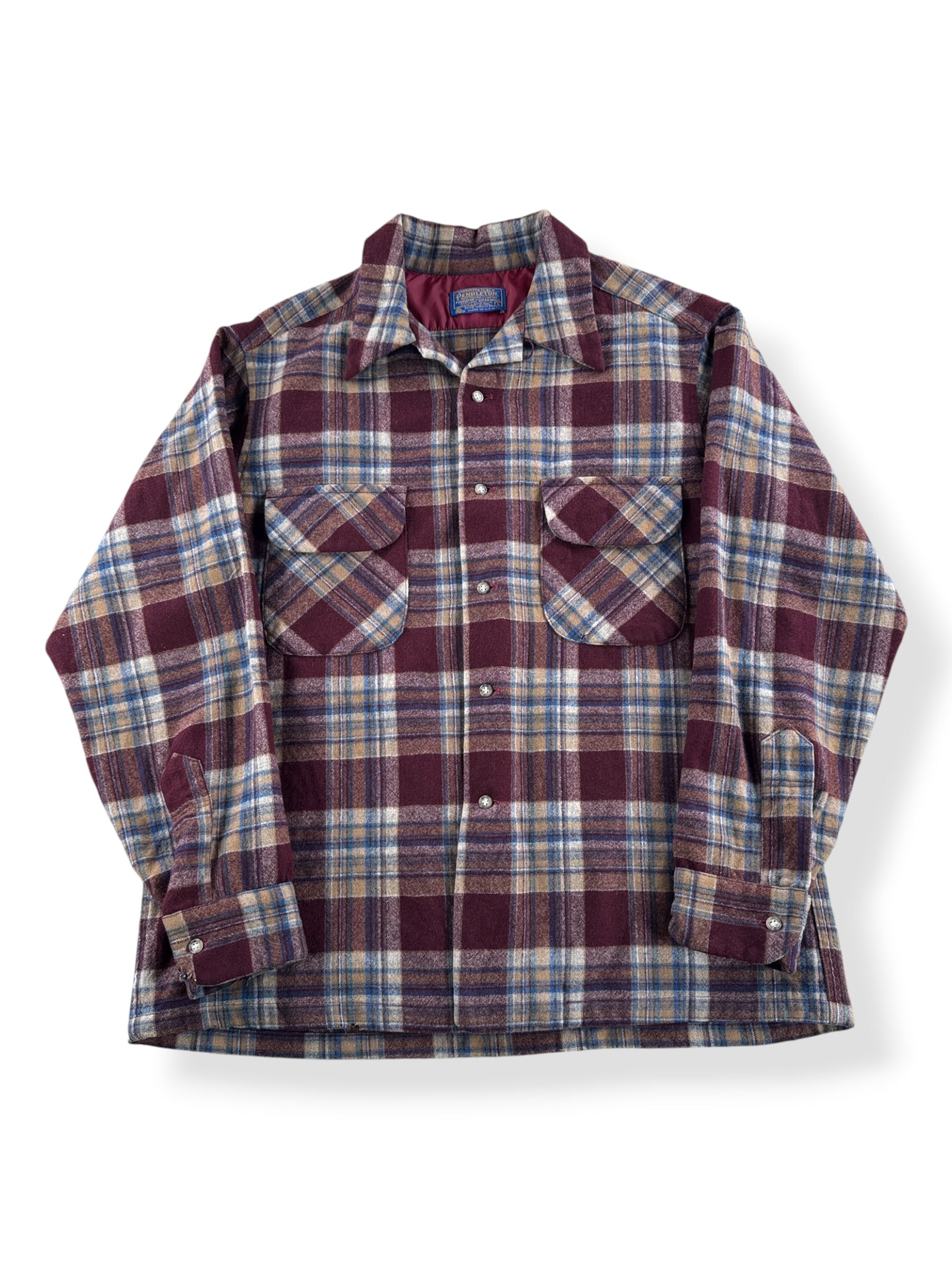 Front of Vintage Pendleton Burgundy Board Shirt SZ L