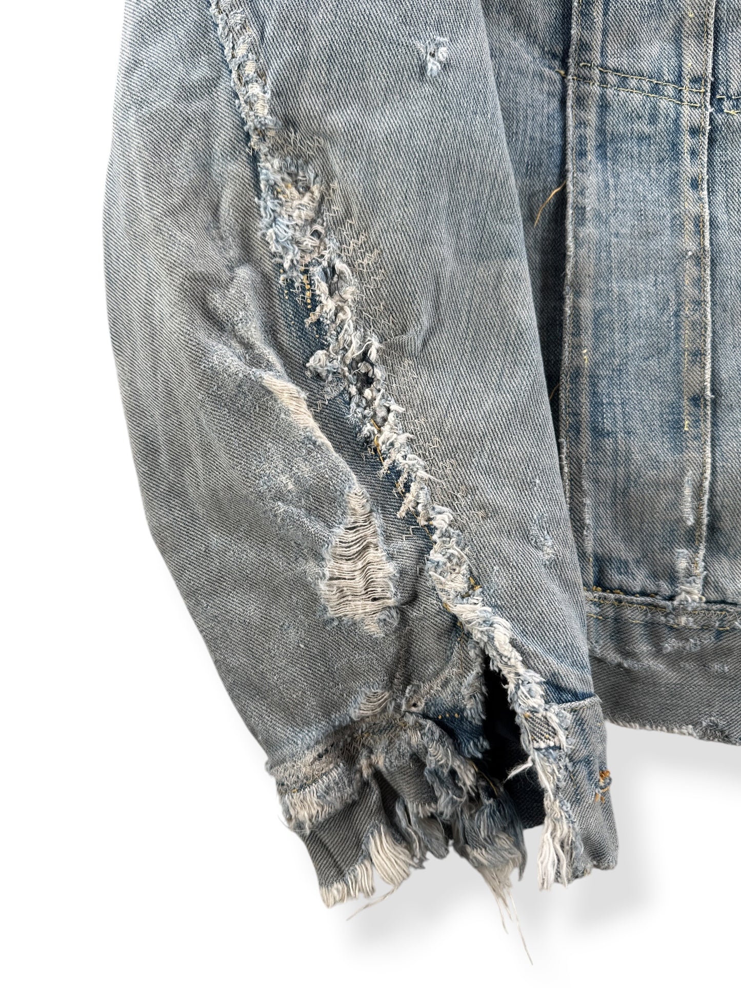 Repairs on Vintage Thrashed 70s Lee Storm Rider Denim Jacket SZ L
