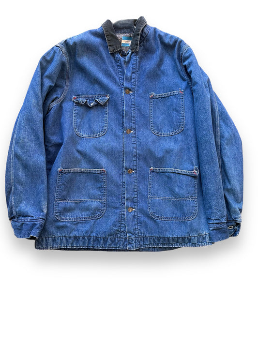 Front View of Vintage Sears Blanket Lined Denim Chore Coat SZ XL | Vintage Denim Chore Coat | Barn Owl Vintage Seattle