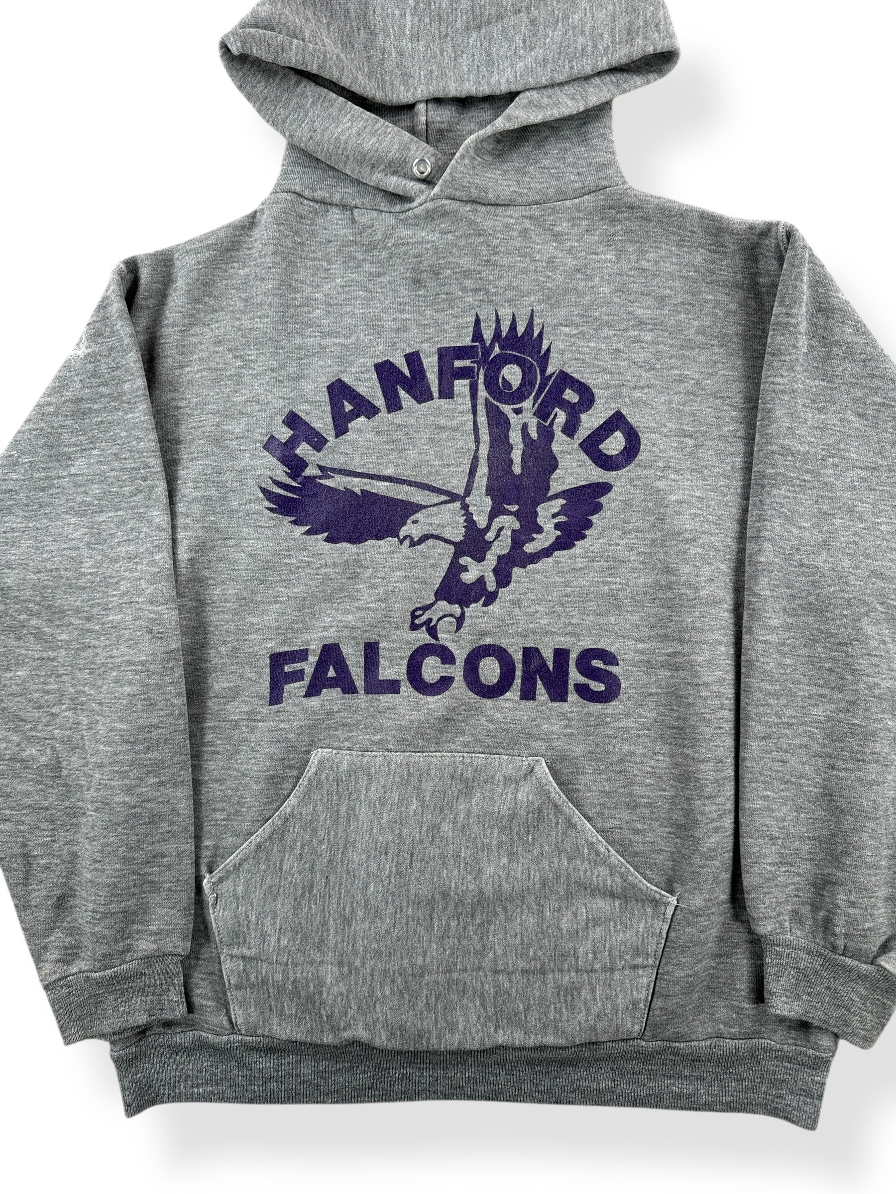 Front Close Up of Vintage Hanford Falcons Russell Hoodie SZ M