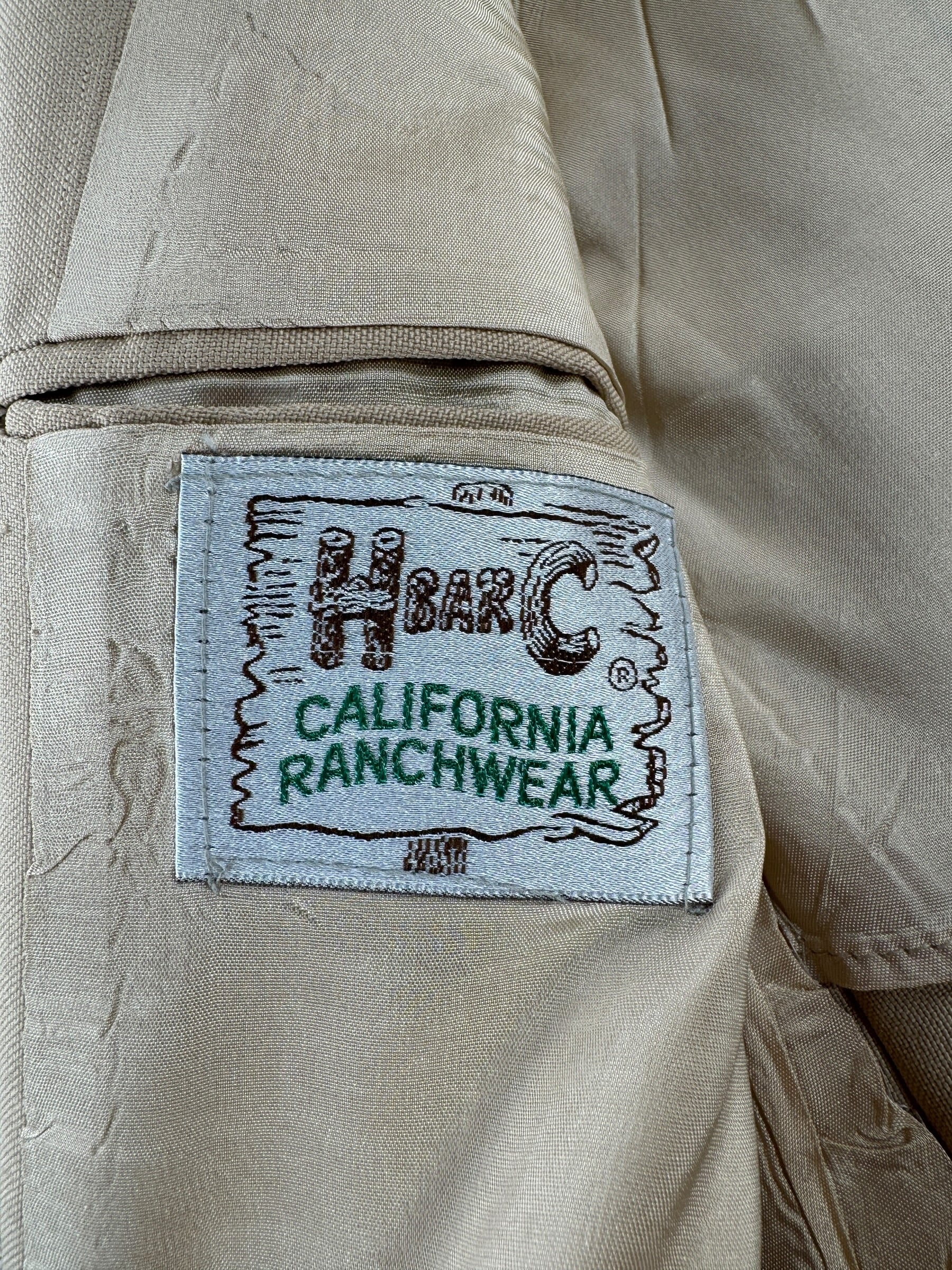 Label on Vintage H Bar C Western Sport Coat SZ 42