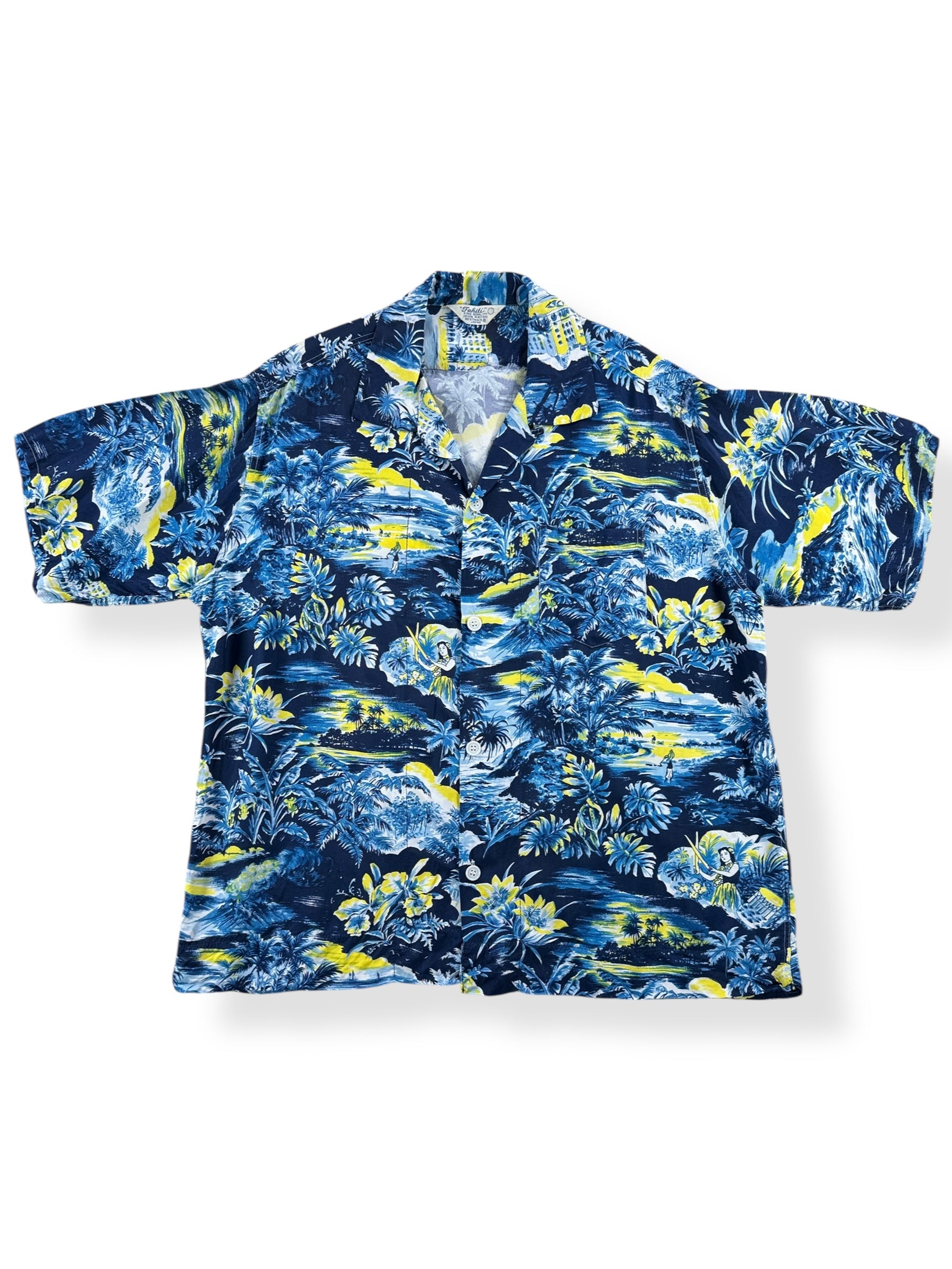 Front of Vintage Tahiti Brand Aloha Shirt SZ L AS IS