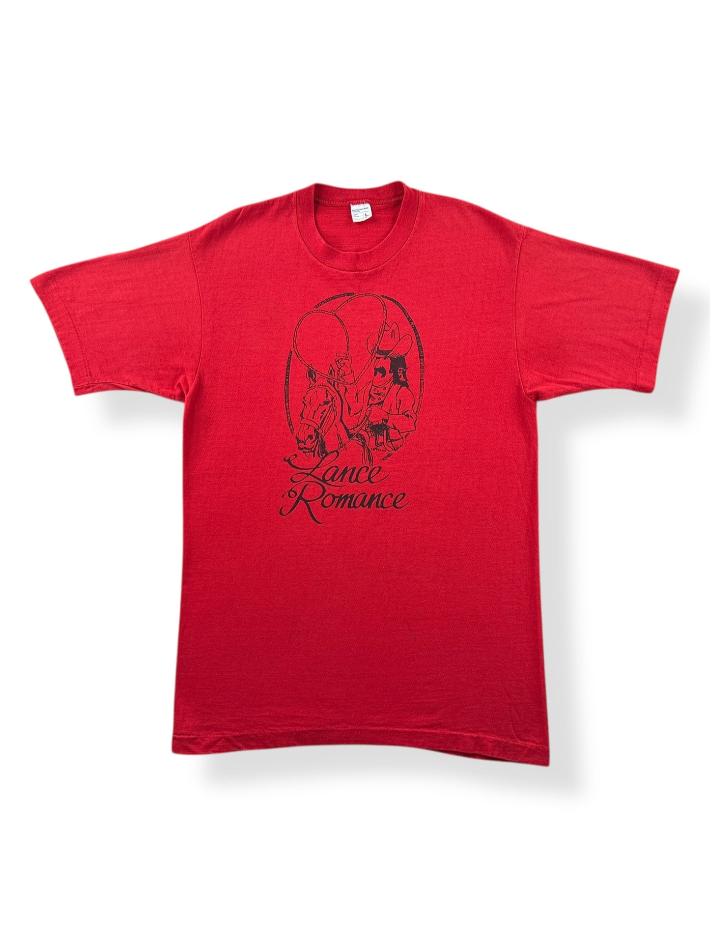 Front of Vintage 70s/80s Seattle Country Band Lance Romance Tee SZ S