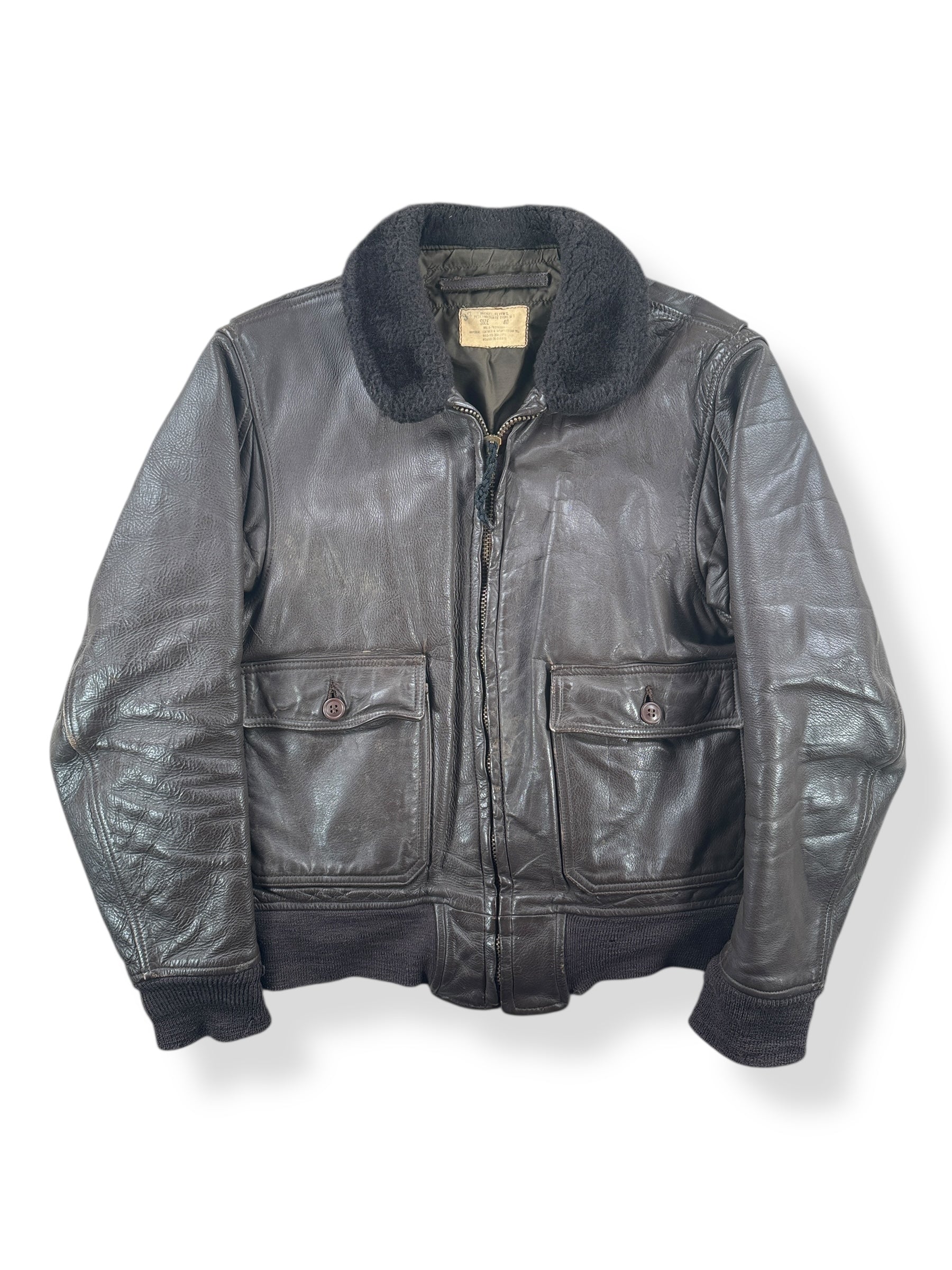 Front of Vintage 1976 Leather G-1 Jacket SZ 40