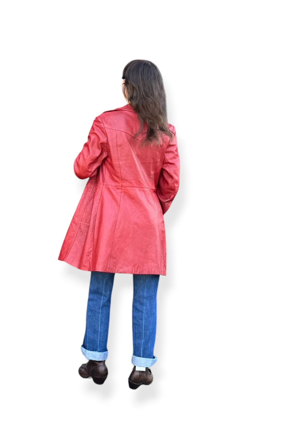 Vintage Womens 60s Trojan Red Leather Coat SZ M AS IS